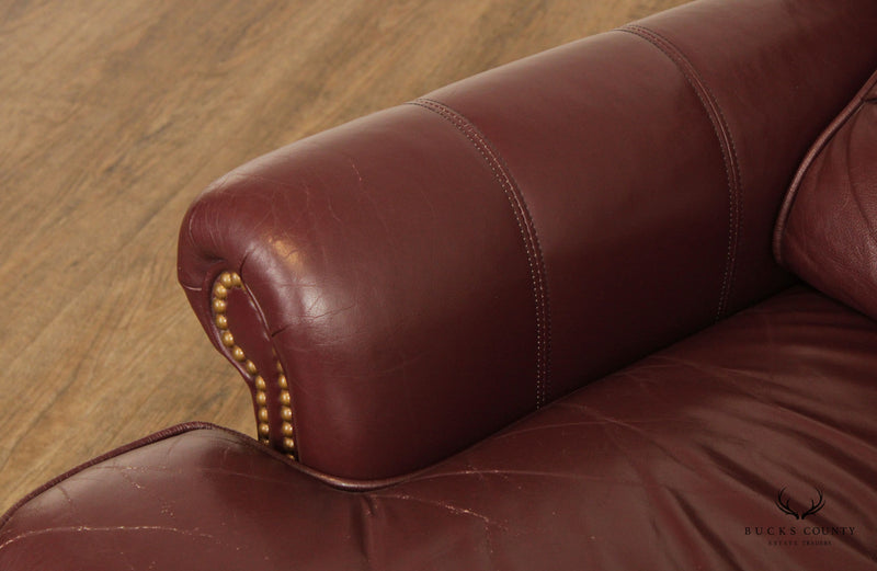 Traditional Red Leather Tilt-Back Club Chair