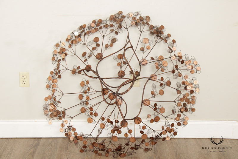 Curtis Jere Large Round Raindrops Metal Wall Sculpture