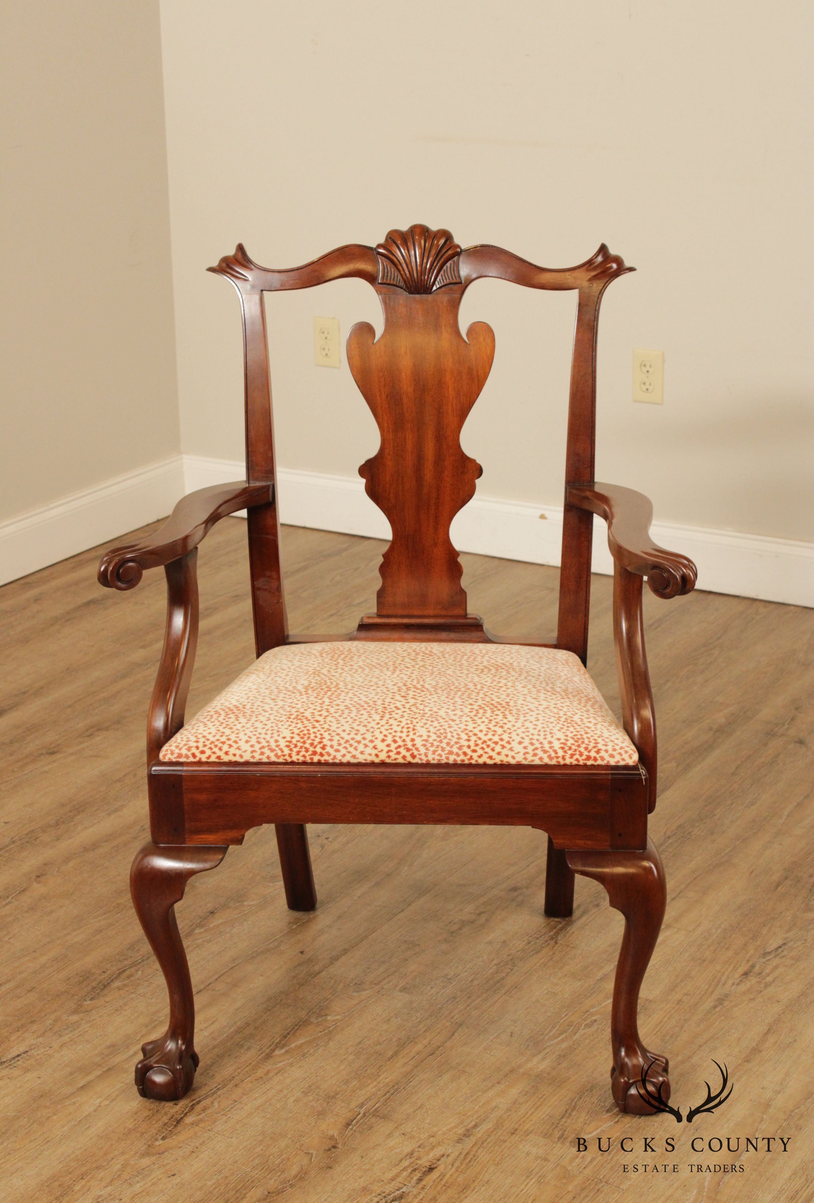 Henkel Harris Chippendale Style Mahogany Ball & Claw Armchair