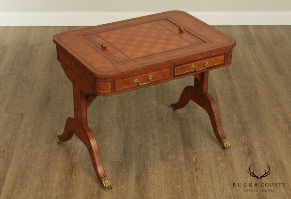 Maitland Smith Regency Style Leather Wrapped Game Table