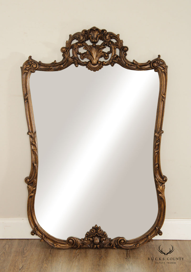French Rococo Style Gilt Wood And Carved Gesso Wall Mirror