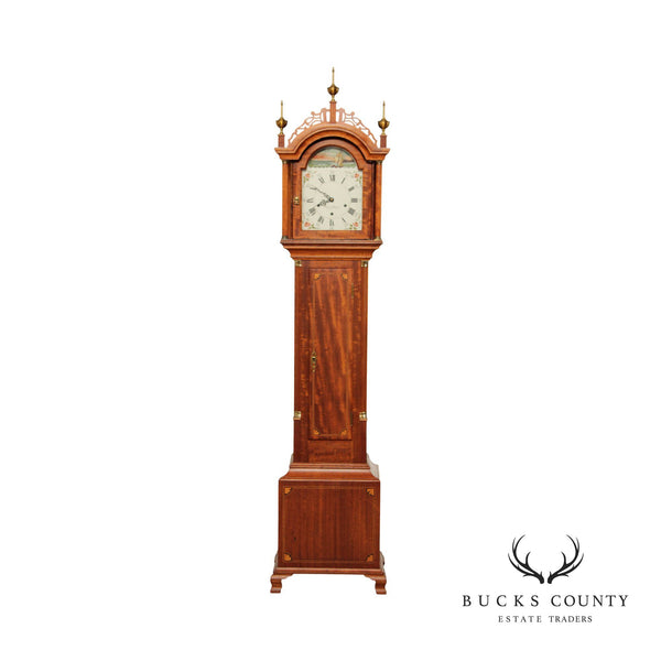 Elmer O. Stennes Federal Style Mahogany Dwarf Grandfather Clock
