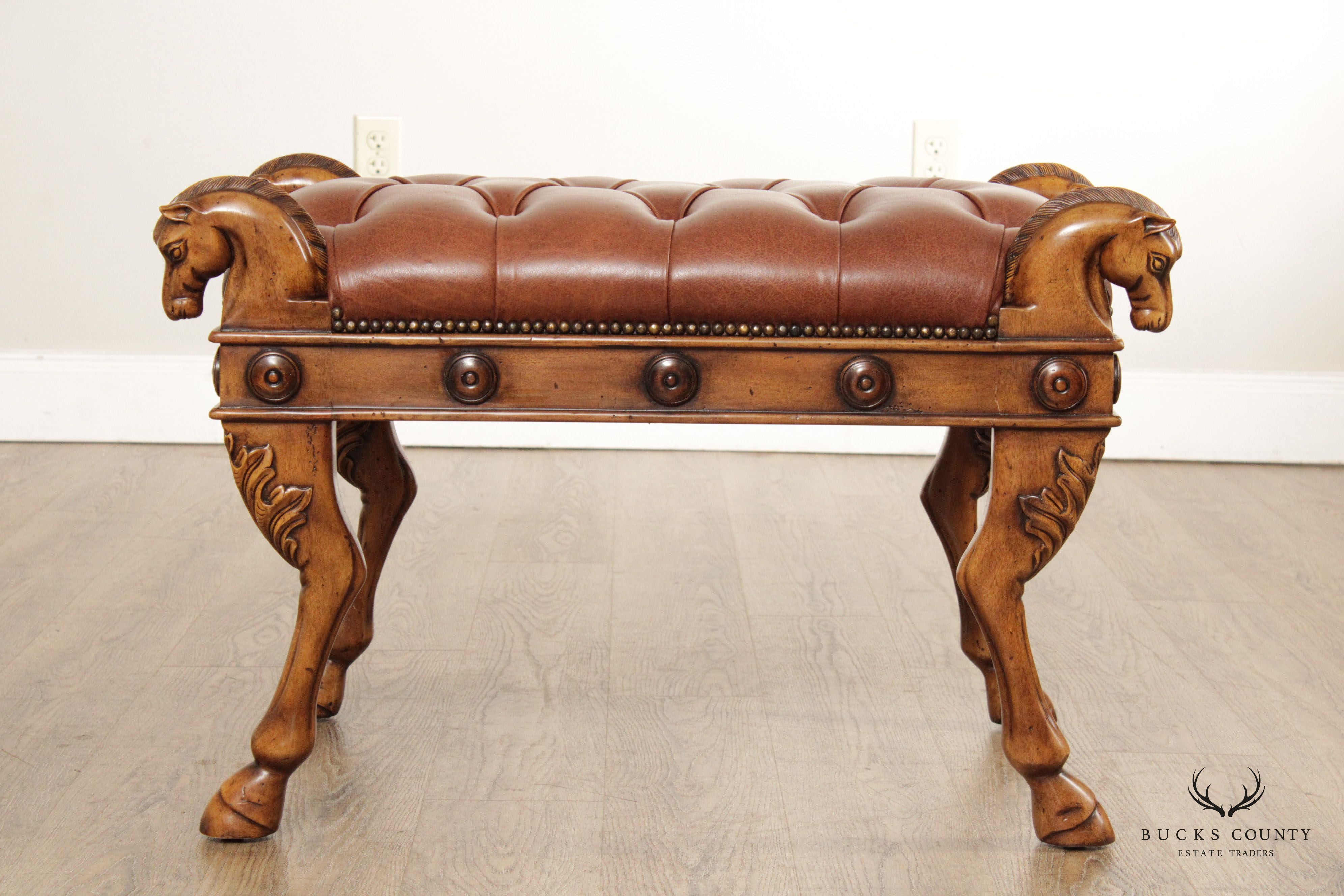 Theodore Alexander Tufted Leather Horse Head Stool