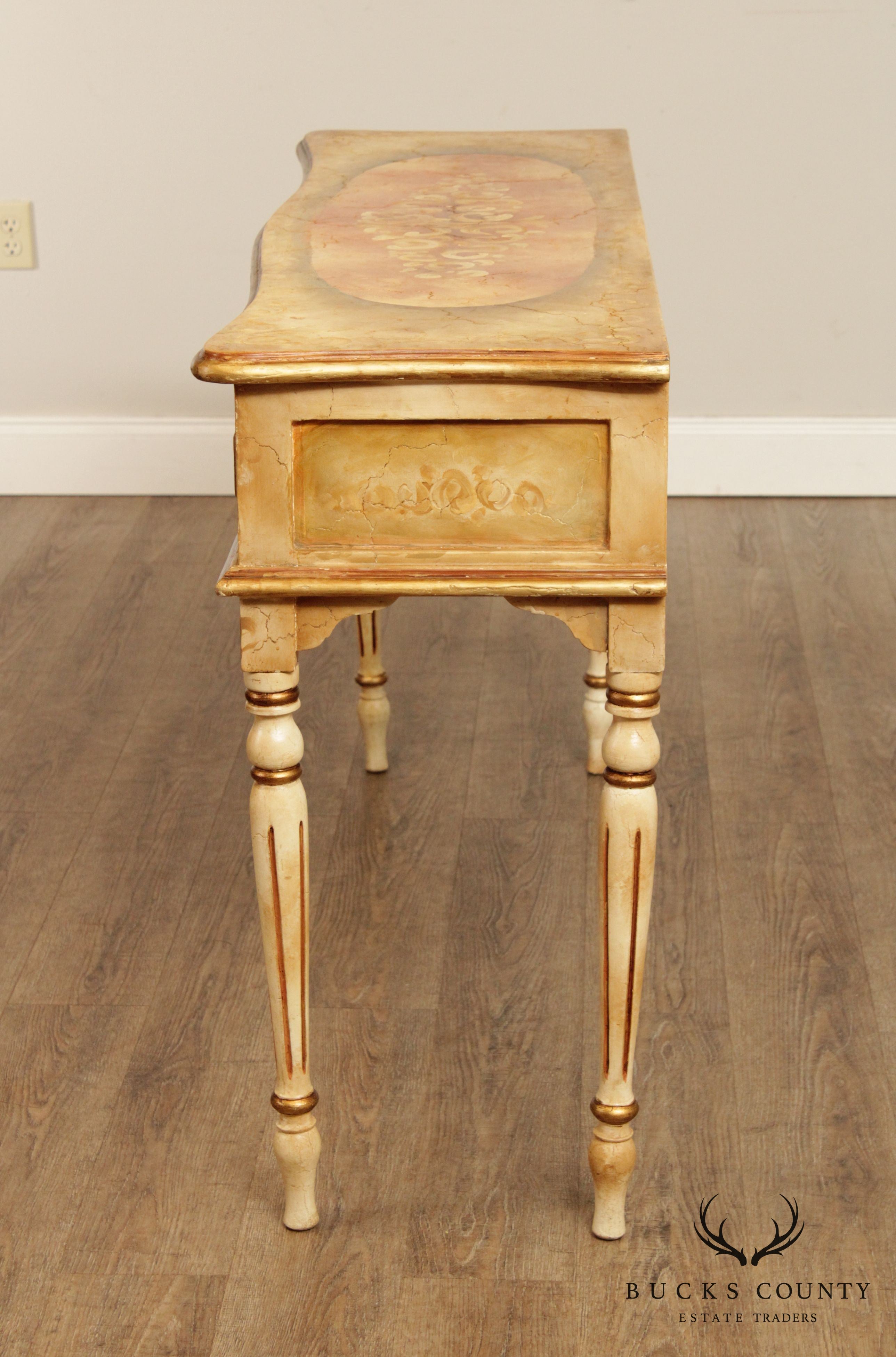 Italian Florentine Style Paint Decorated Console Table