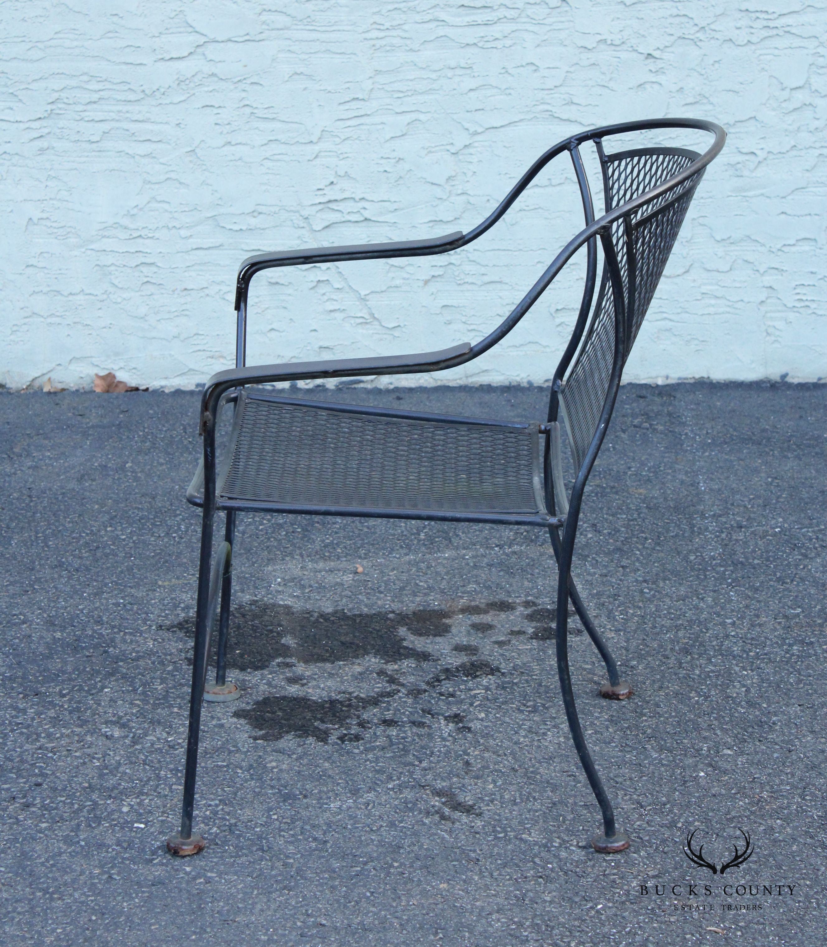 Vintage Set of Four Wrought Iron Patio Dining Chairs