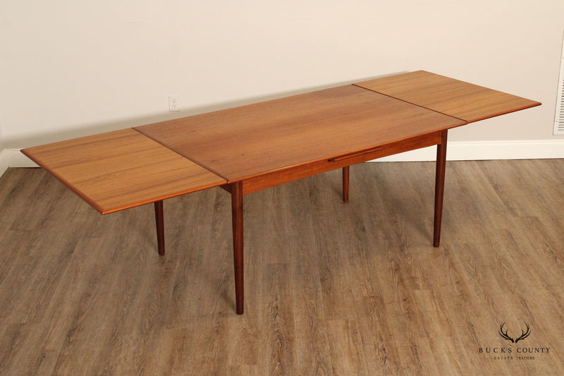 Danish Modern Teak Expandable Refectory Dining Table