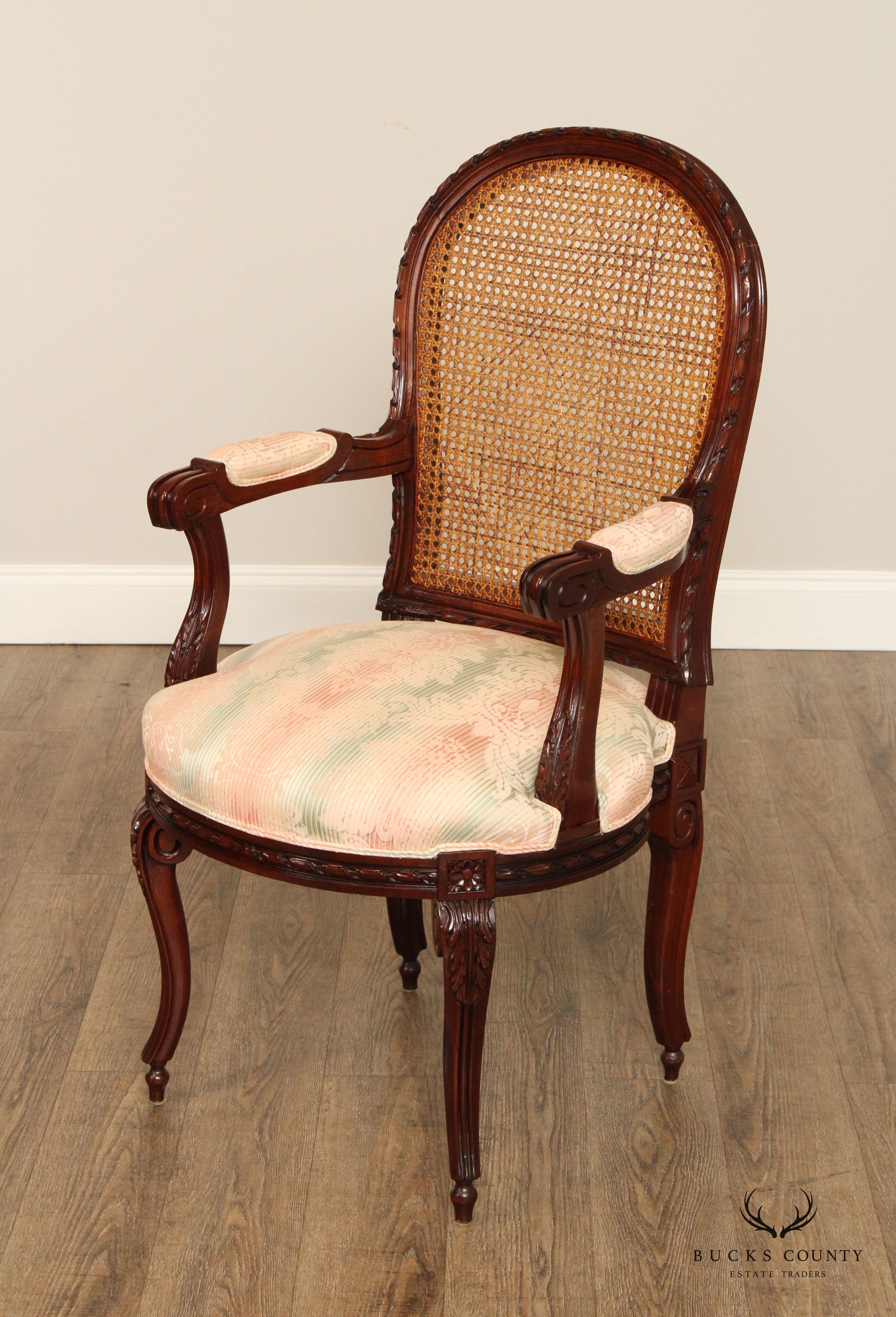 French Louis XV Style Quality Set Of 12 Cane Back Dining Chairs