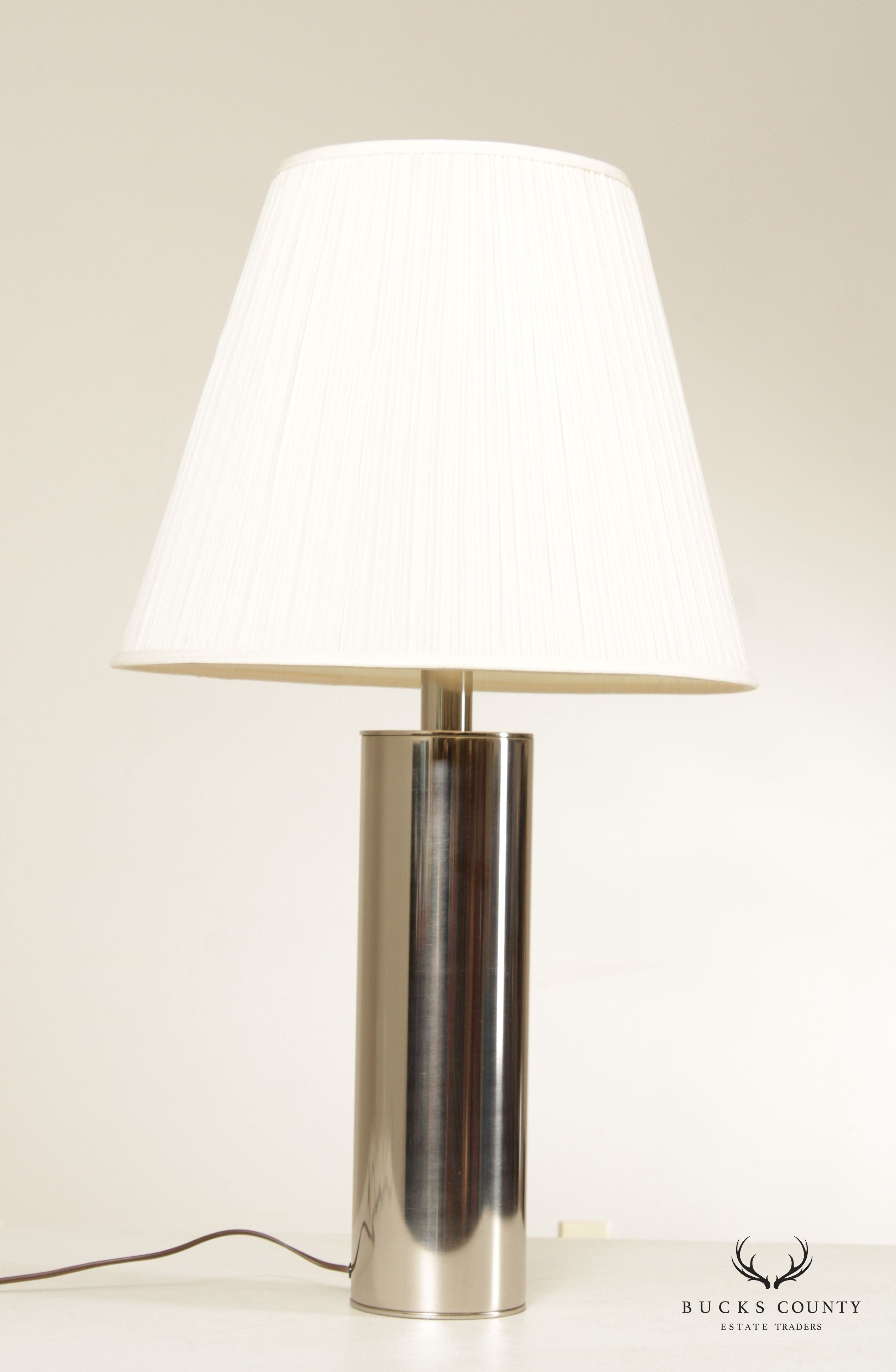 Mid Century Modern Chrome Cylinder Table Lamp