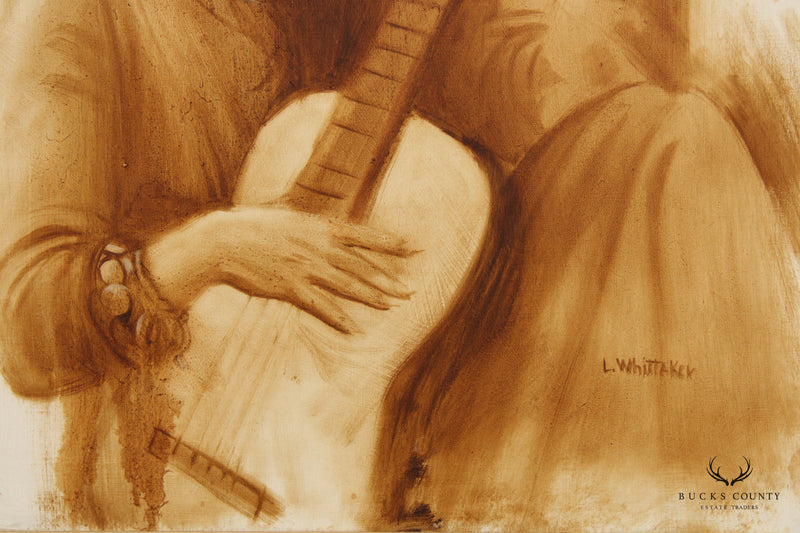 Laurence W. Whittaker Woman Playing Guitar Portrait Original Painting