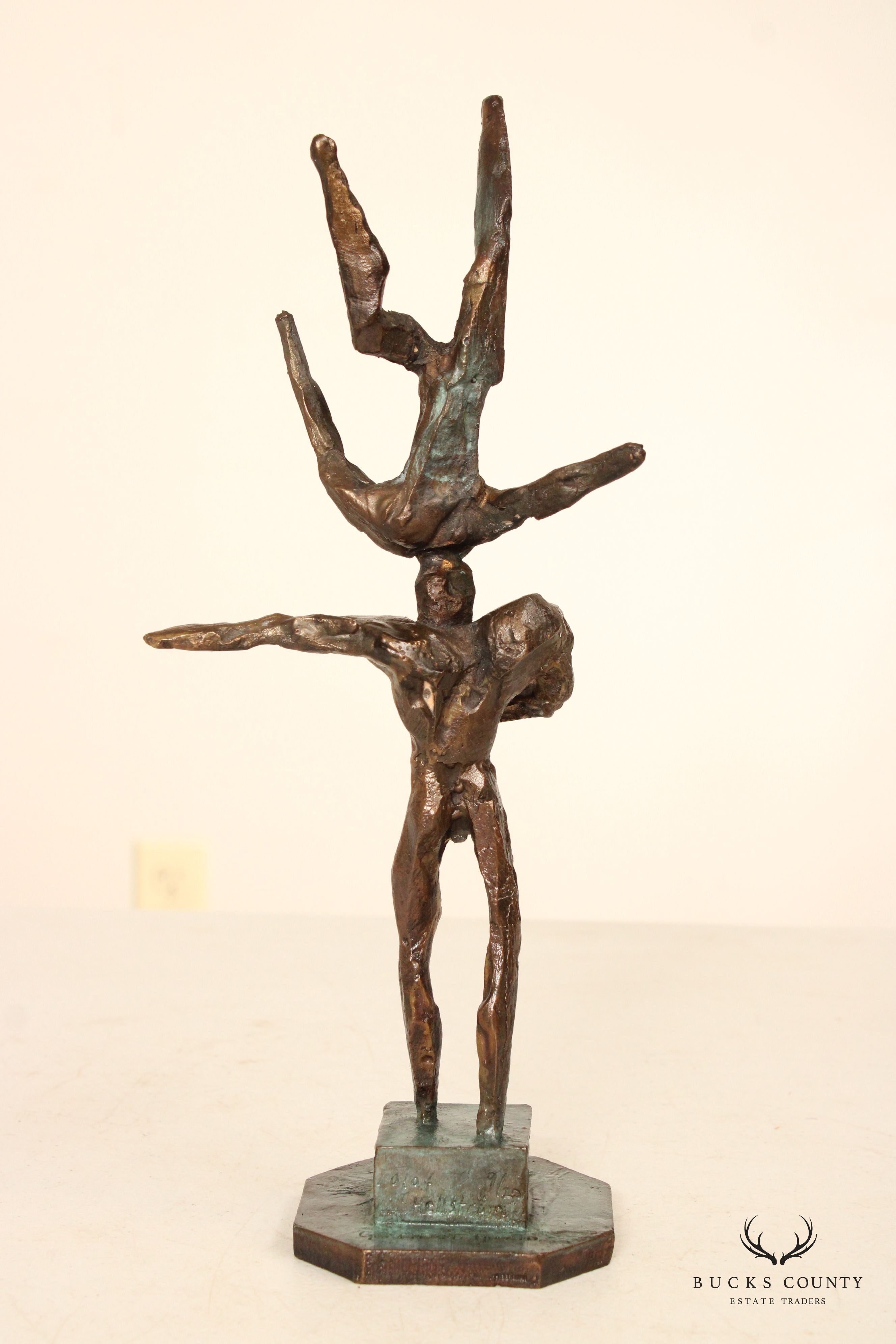 Swedish Modernist Figural Bronze Sculpture by Olof Hellström