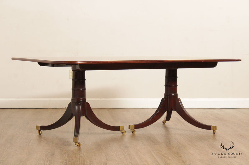 Baker Stately Homes Regency Style Double Pedestal Mahogany Expandable Dining Table