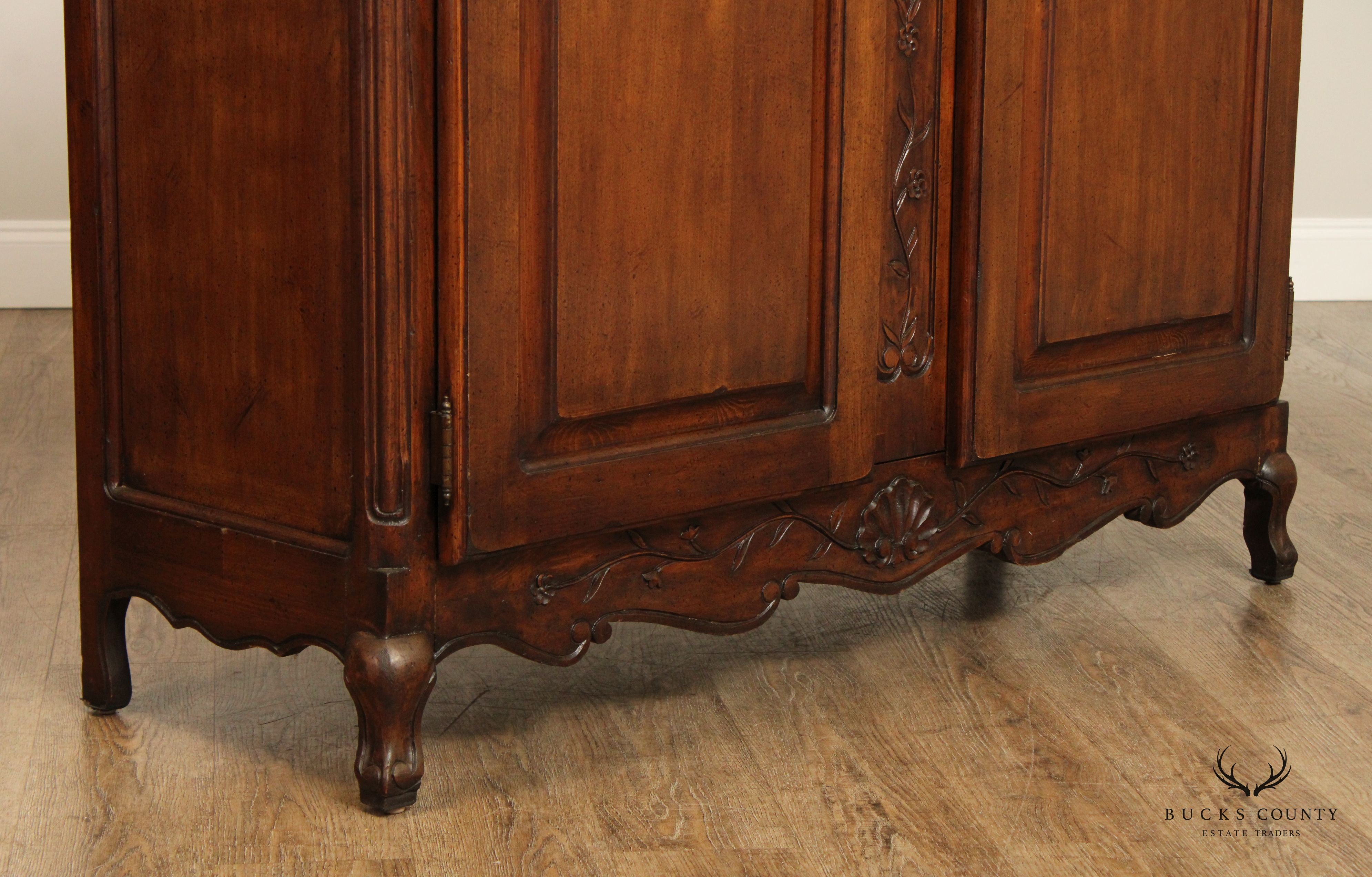 Wellesley Guild French Country Style Hand Carved Display Armoire Cabinet