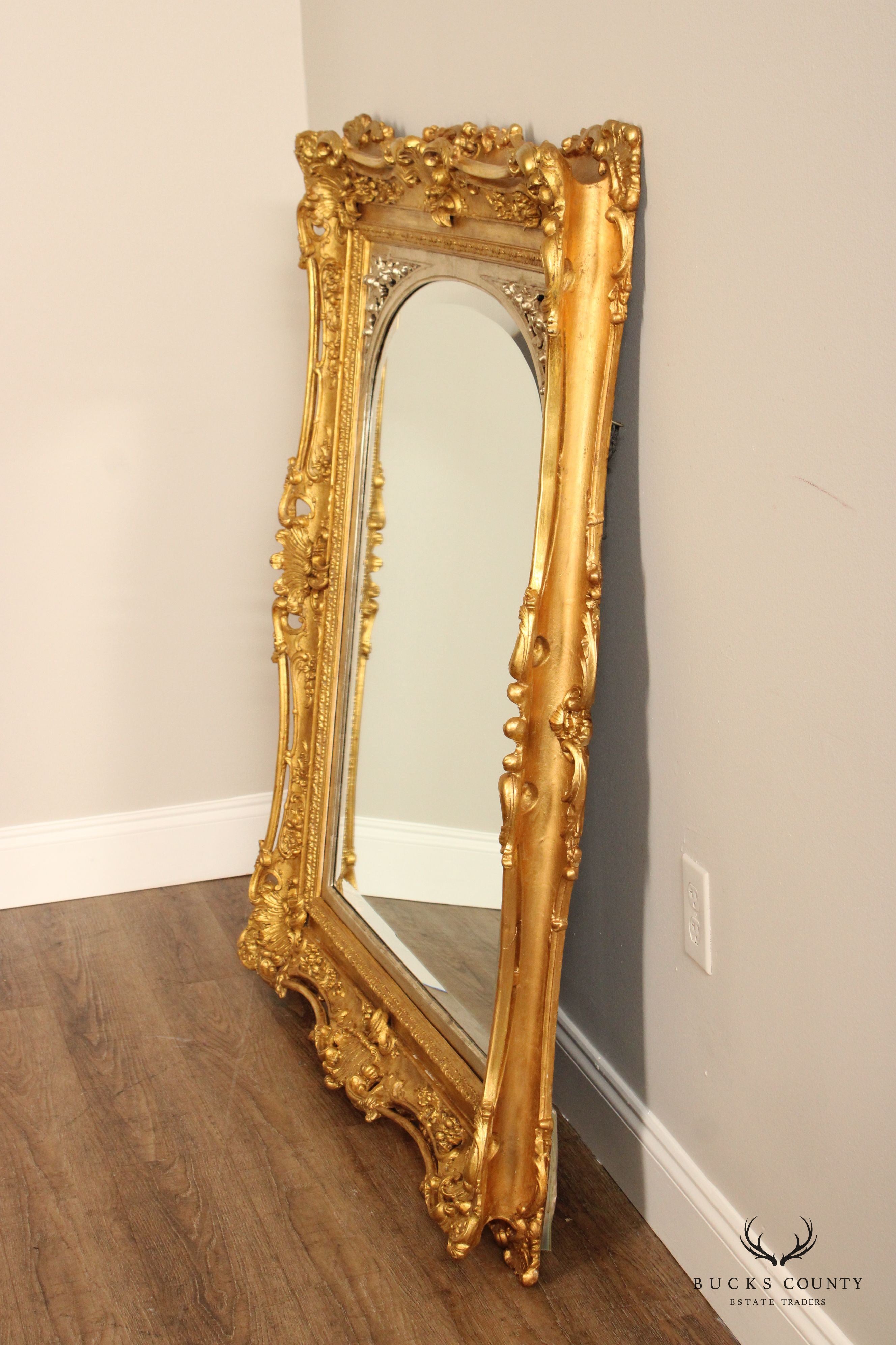 Antique French Baroque Style Giltwood Wall Mirror