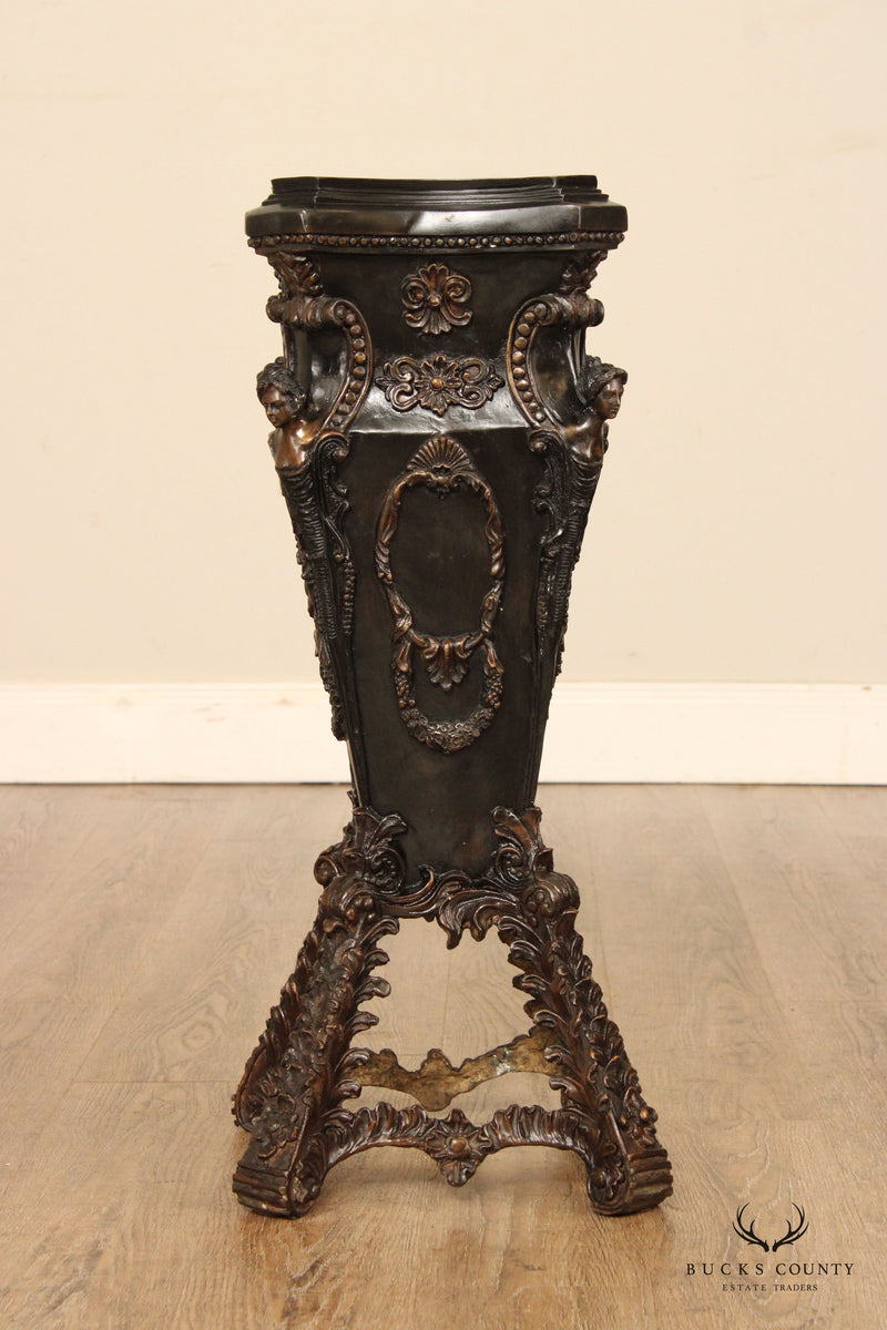Baroque Style Patinated Bronze Pedestal