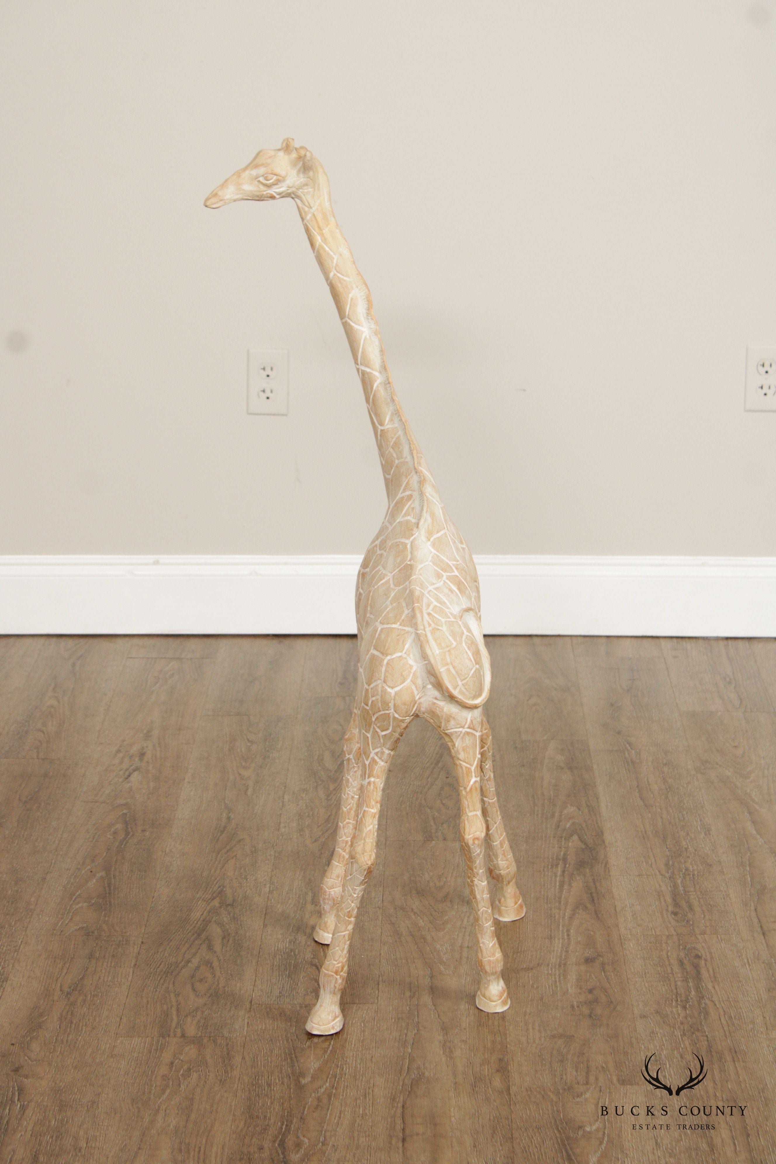 Vintage Carved Wood Giraffe Sculpture