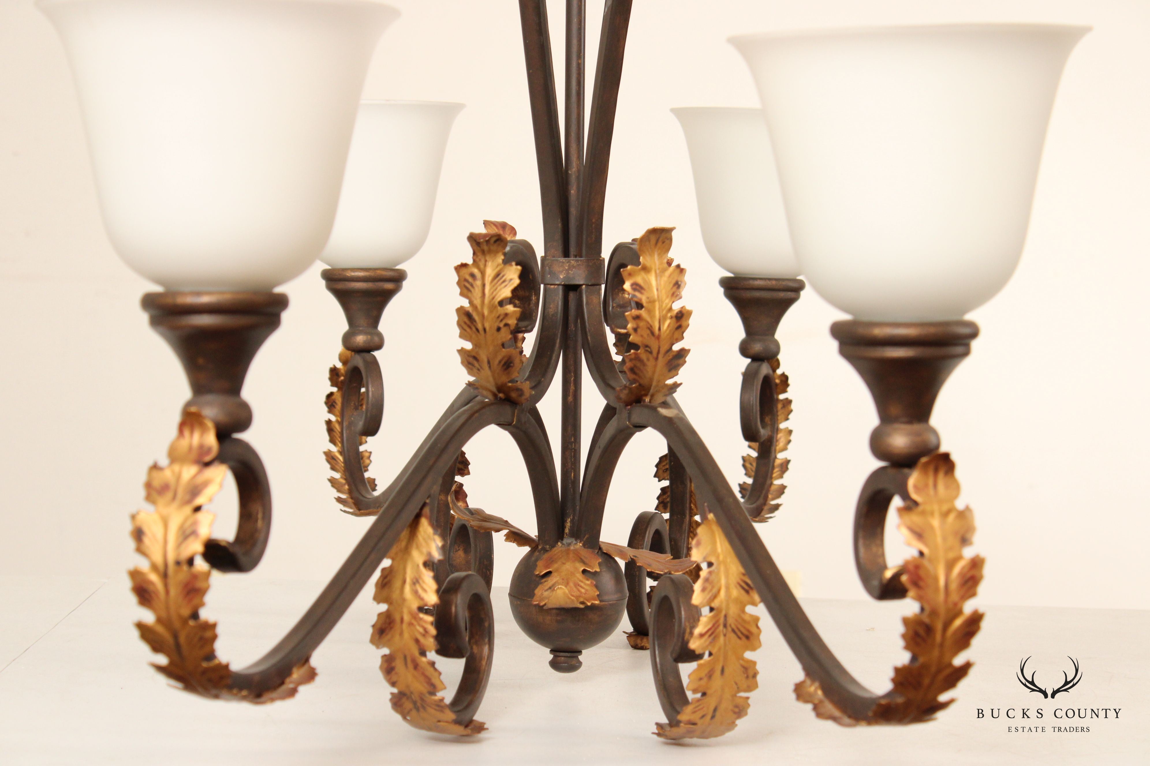 Tuscan Style Wrought Iron Four-Light Island Chandelier