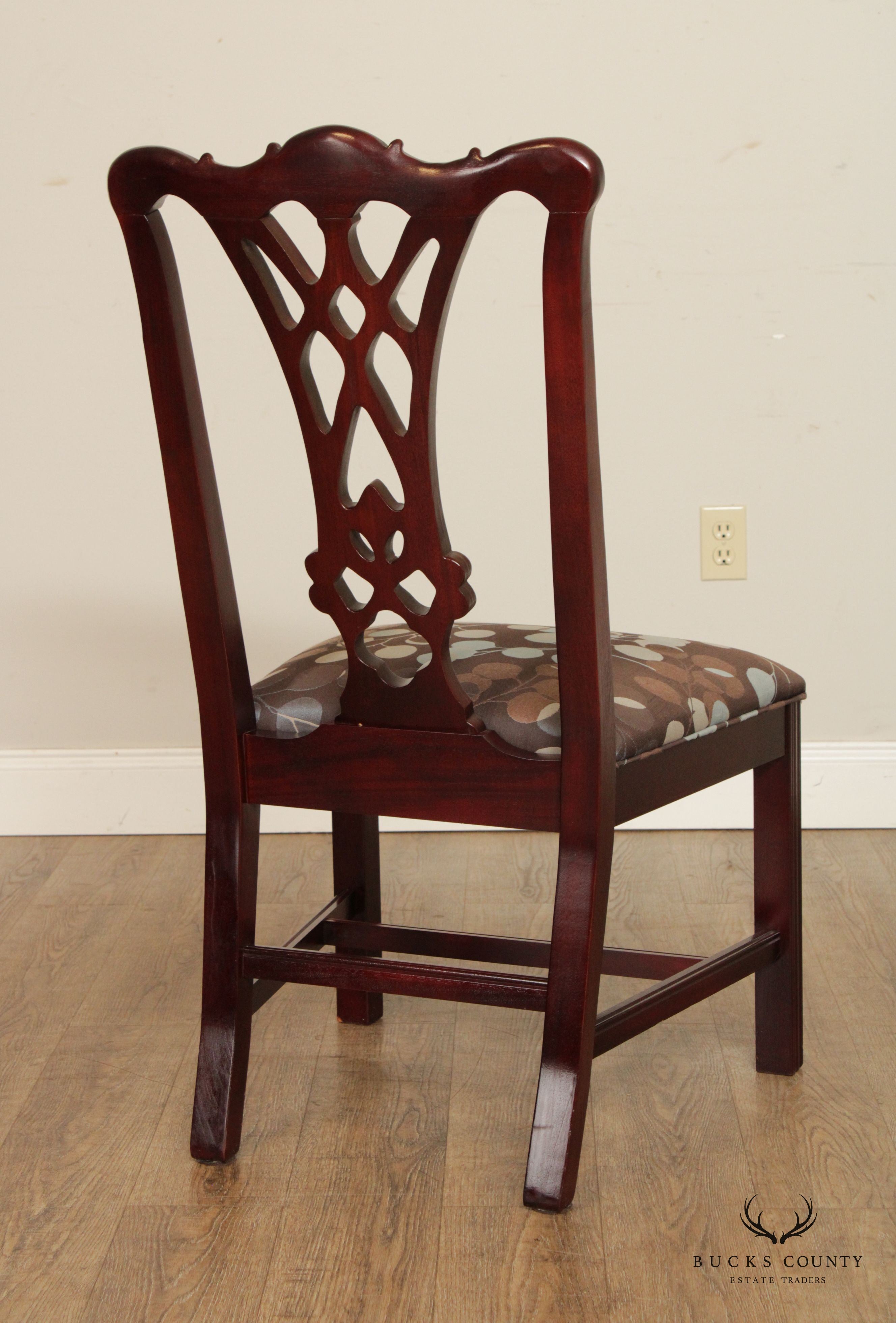 Thomasville Chippendale Style Set of Eight Carved Mahogany Dining Chairs