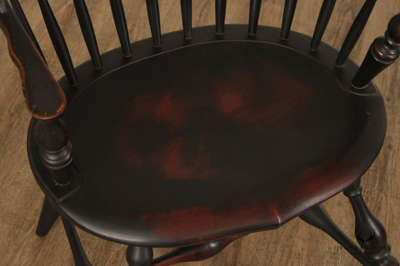 Early American Style Pair of Ebonized Windsor Armchairs