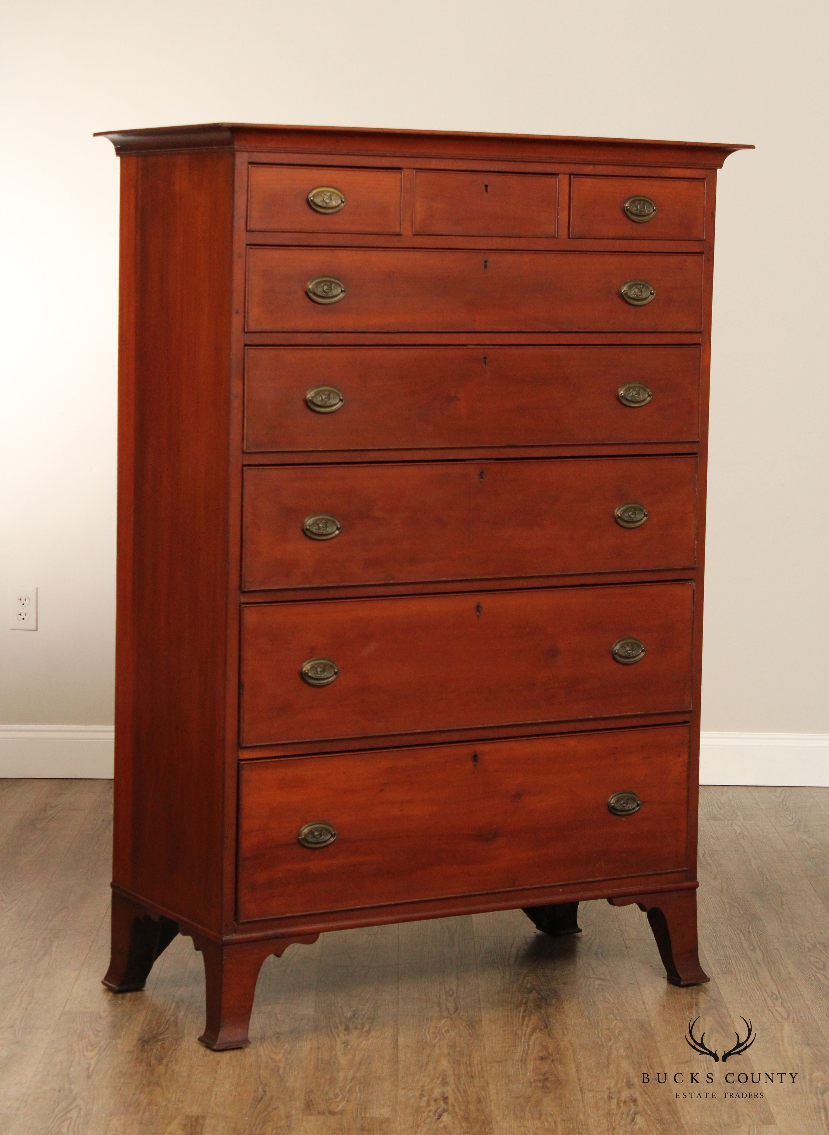 Antique American Cherry Hepplewhite Tall Chest of Drawers