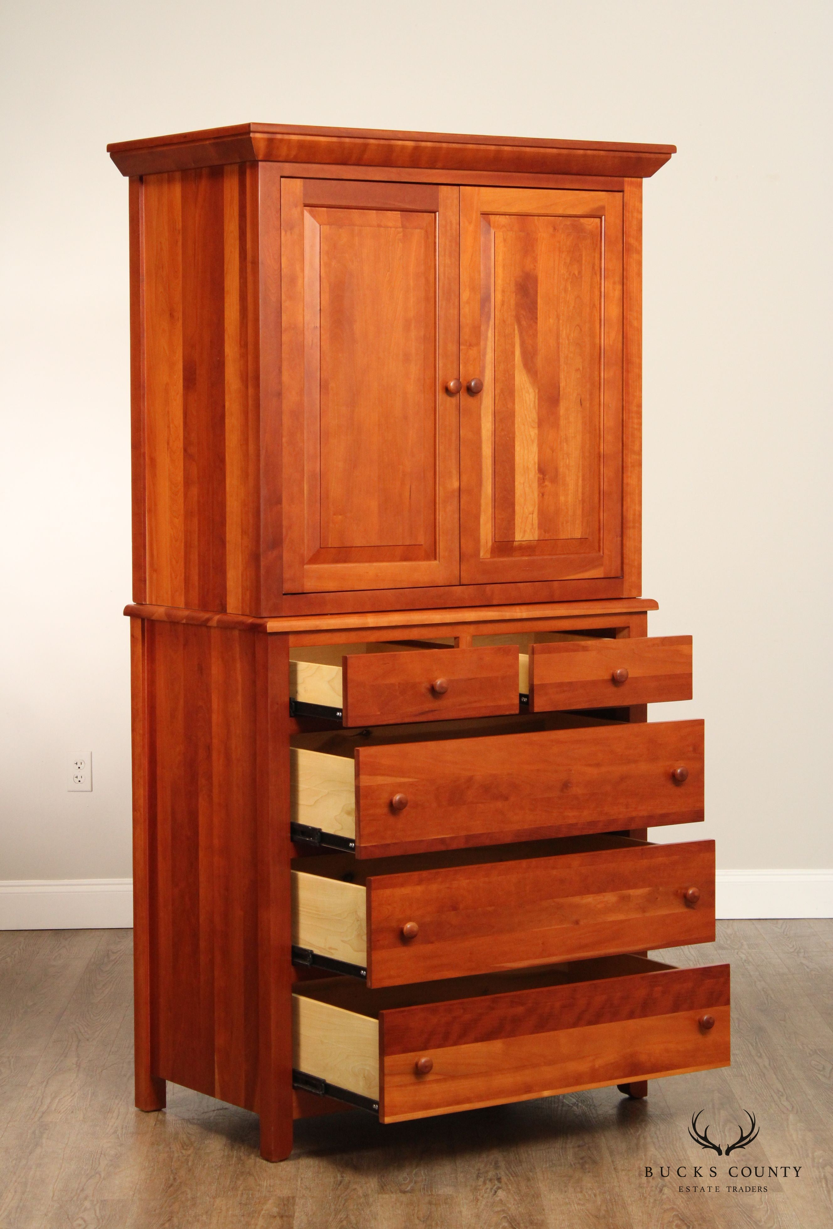 Stuart David Solid Cherry Bedroom Armoire Cabinet