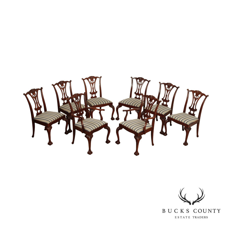 Hickory Manufacturing Chippendale Style Set of 8 Ball and Claw Mahogany Dining Chairs