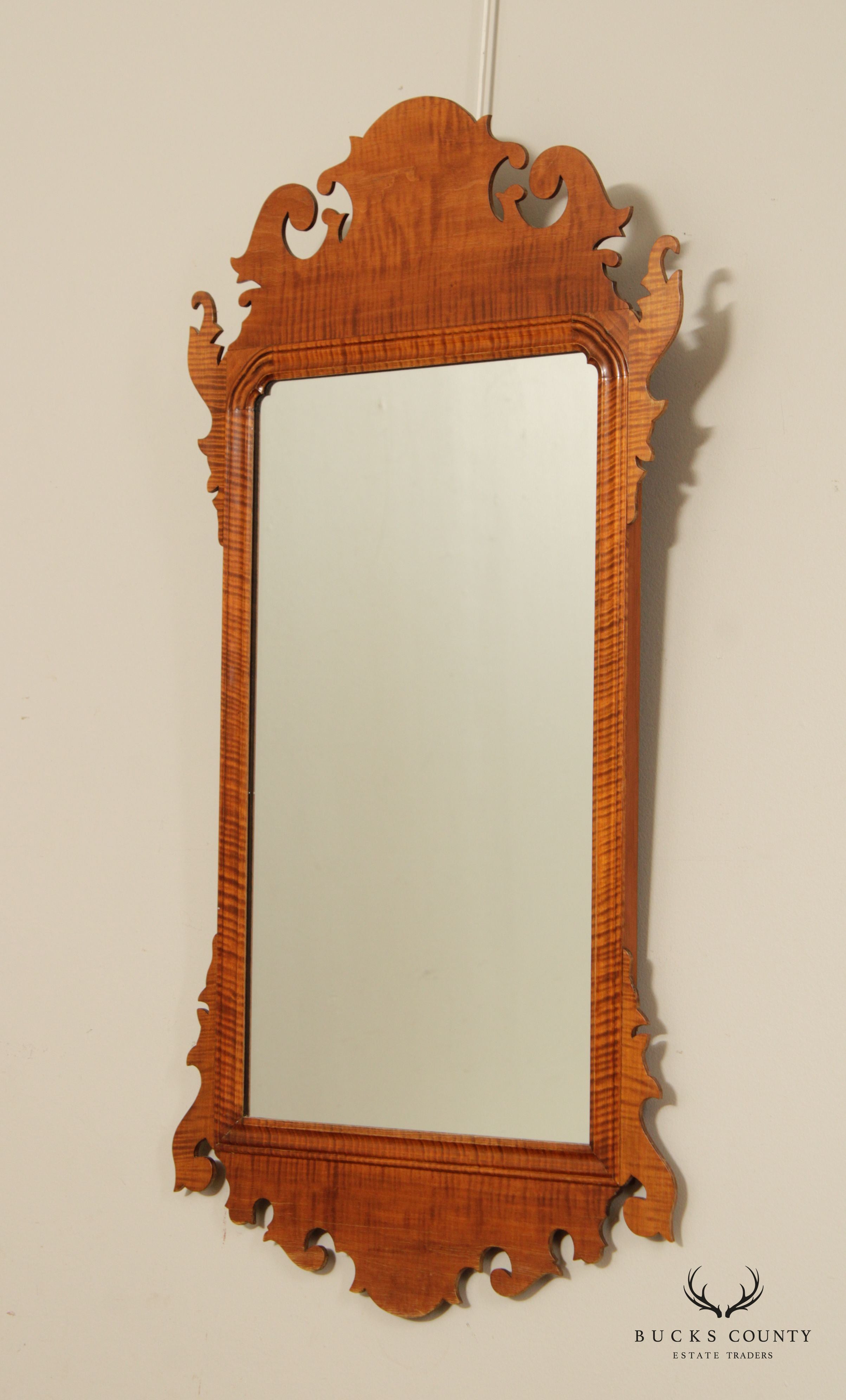 Chippendale Style Custom Quality Tiger Maple Wall Mirror