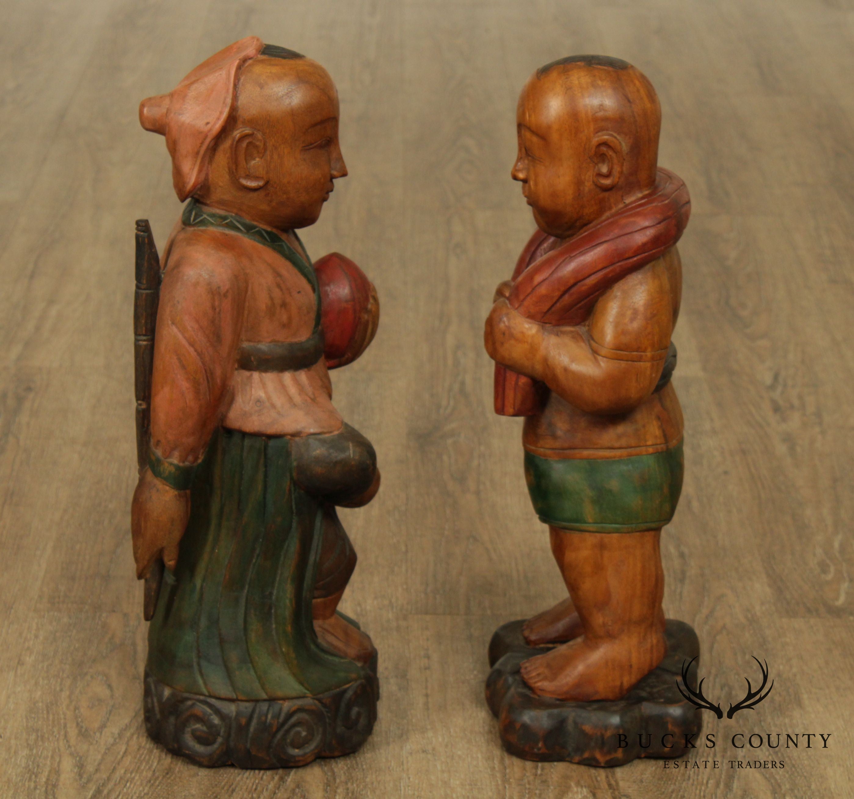 Vintage Pair Chinese Carved Figures