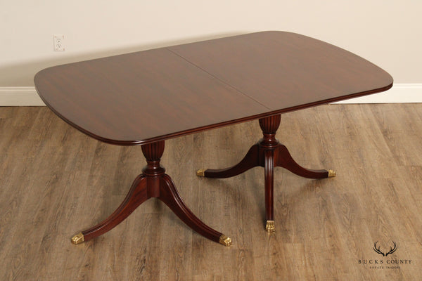 Henkel Harris Traditional Mahogany Double Pedestal Extendable Dining Table