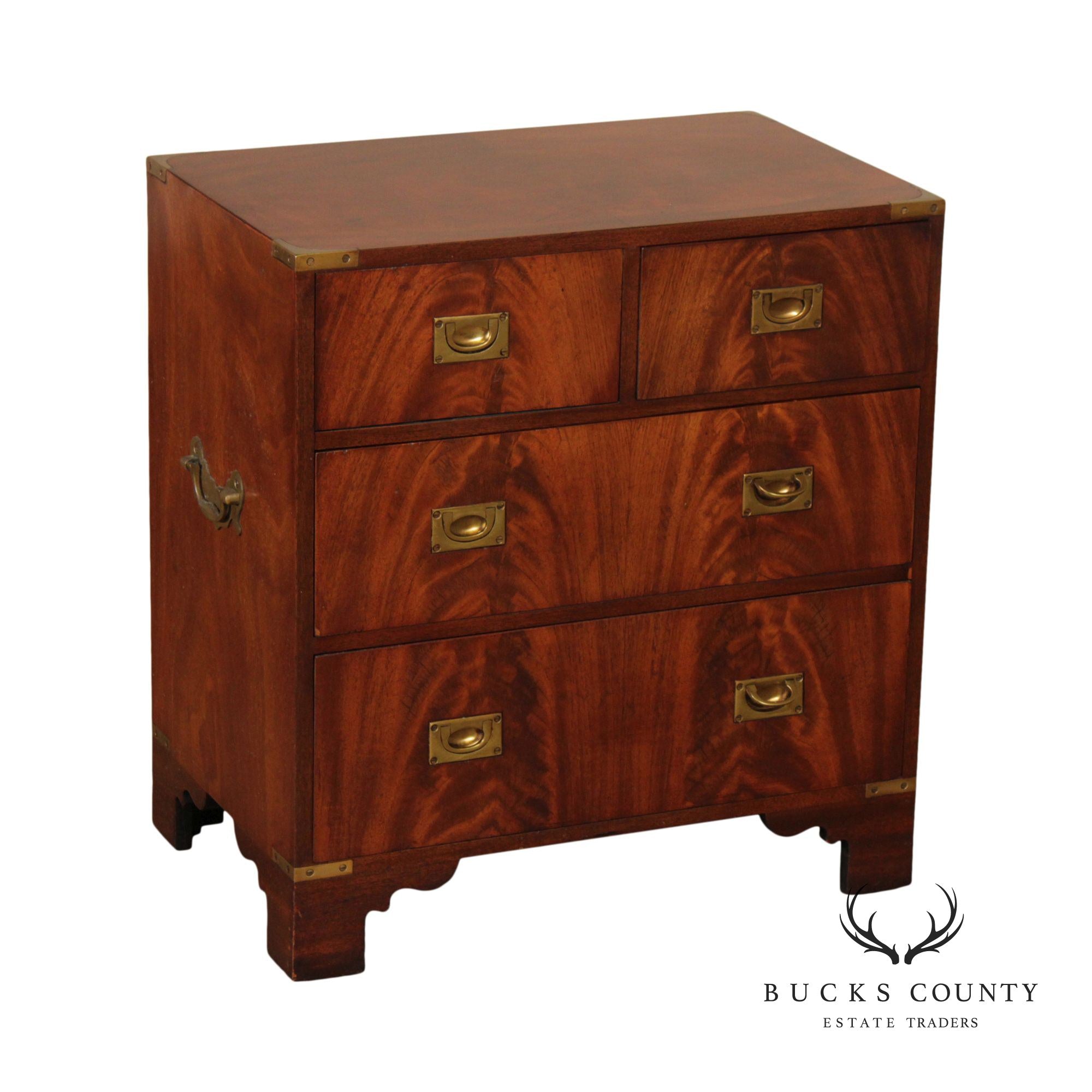 Campaign Style Vintage Mahogany Nightstand Chest