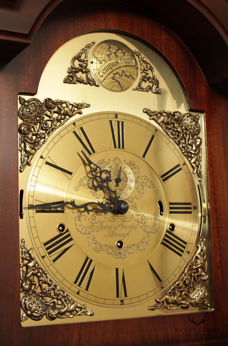 James Stewart Armagh Georgian Style Burl Walnut Grandfather Clock