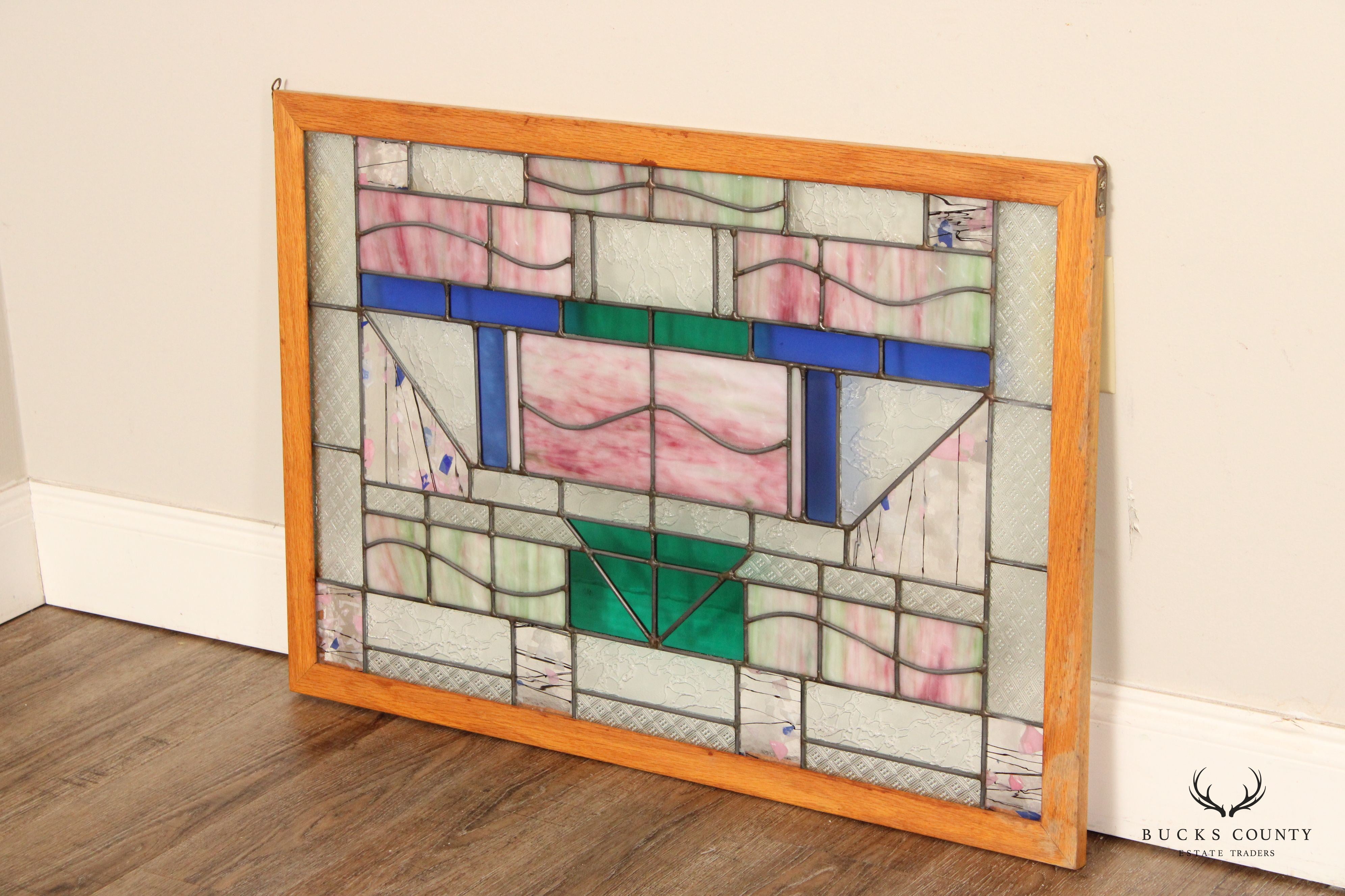 Arts and Crafts Style Stained Glass Panel or Transom