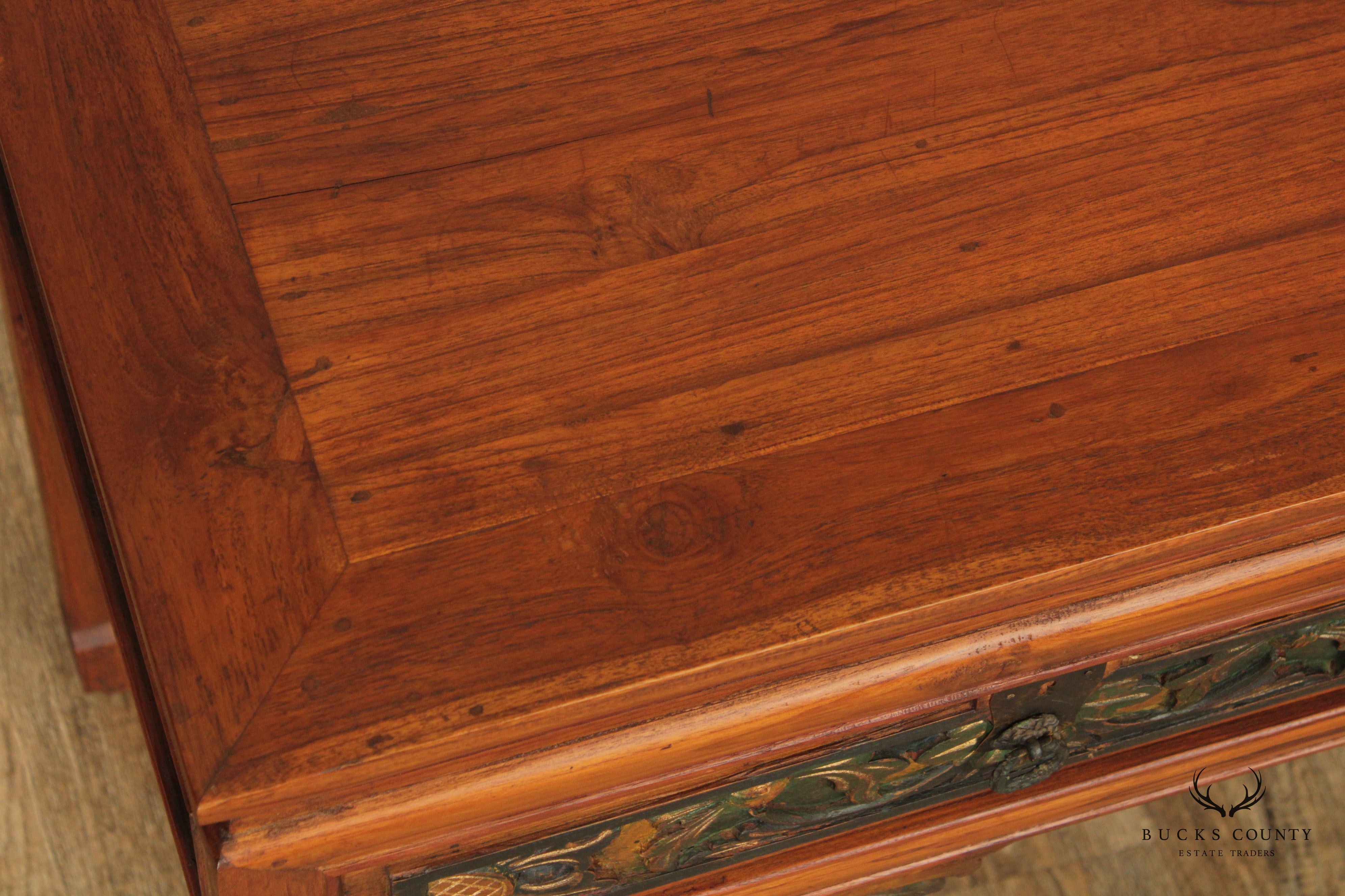 Asian Hardwood Carved Two-Drawer Console Table