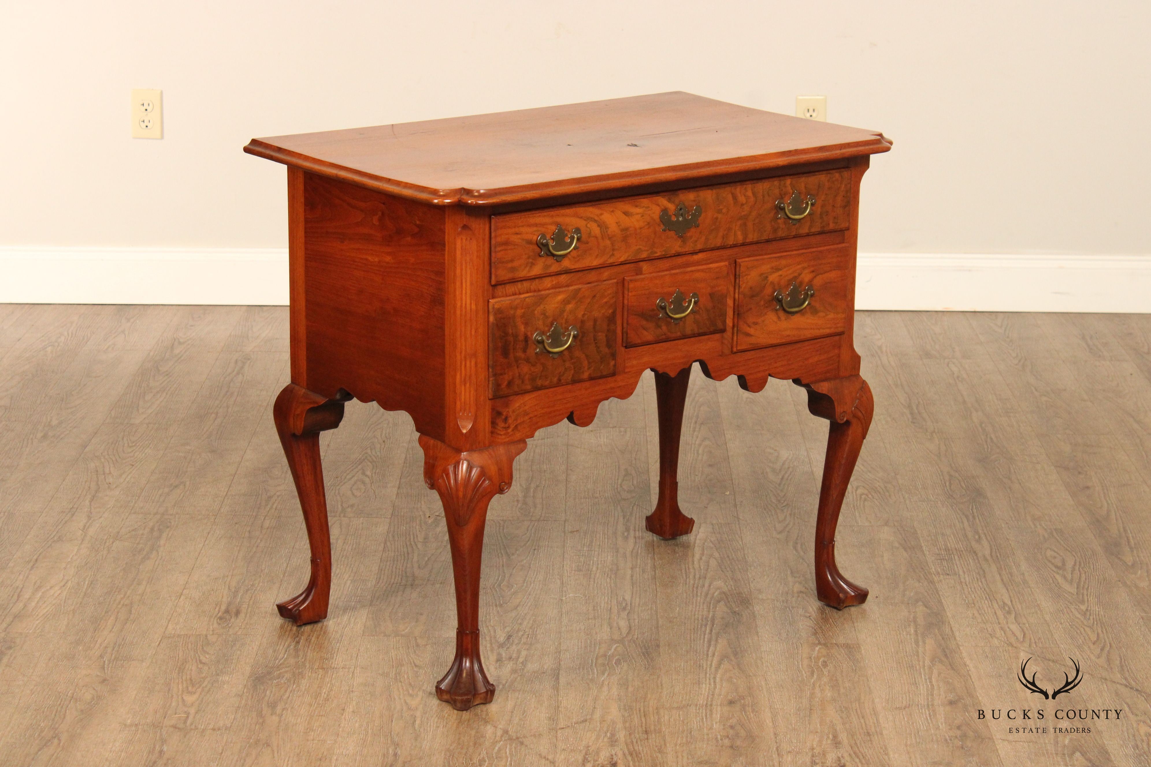 Antique American Queen Anne Carved Walnut Lowboy