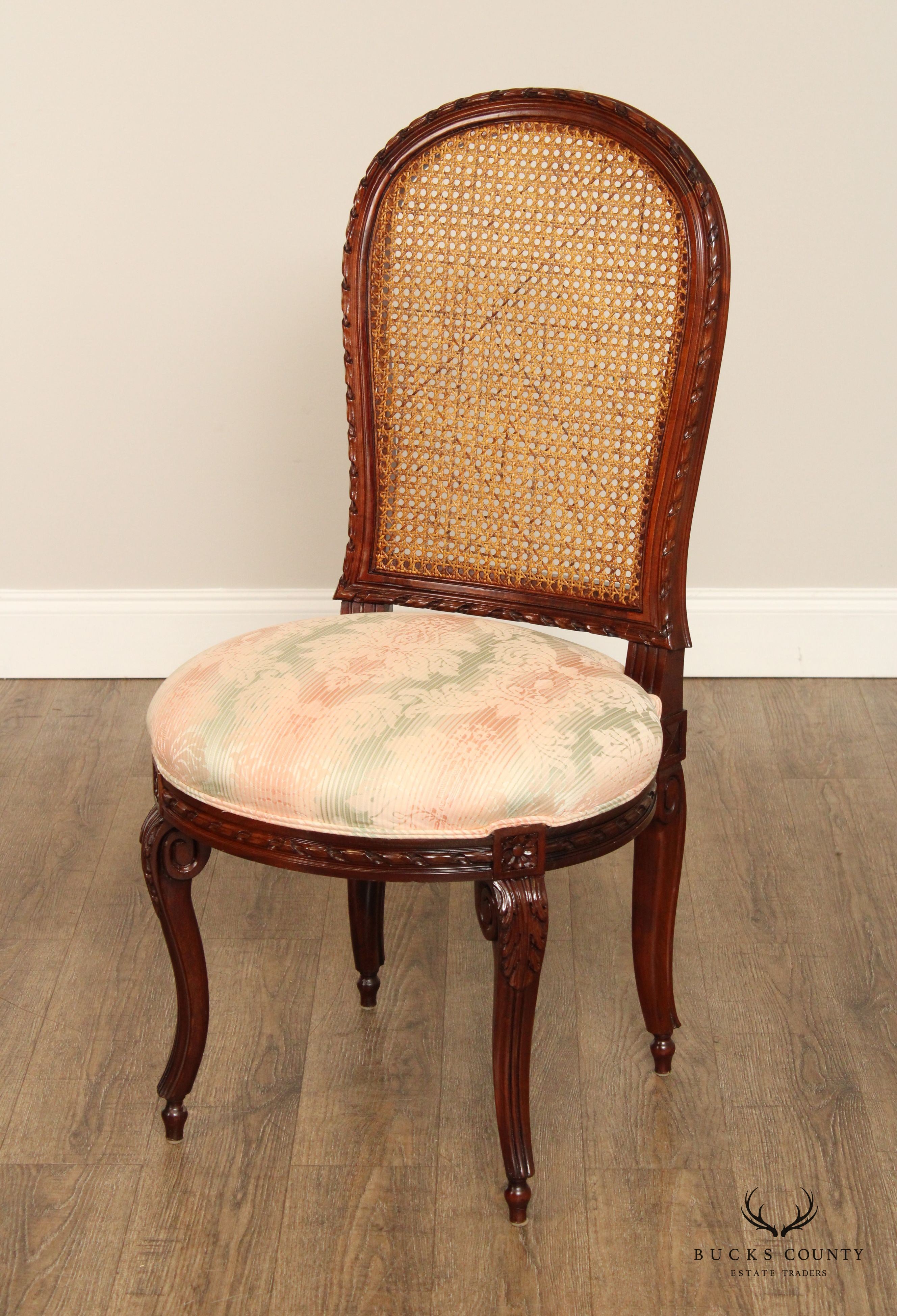 French Louis XV Style Quality Set Of 12 Cane Back Dining Chairs