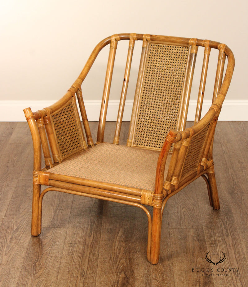 Mid Century Modern Rattan and Cane Lounge Chairs