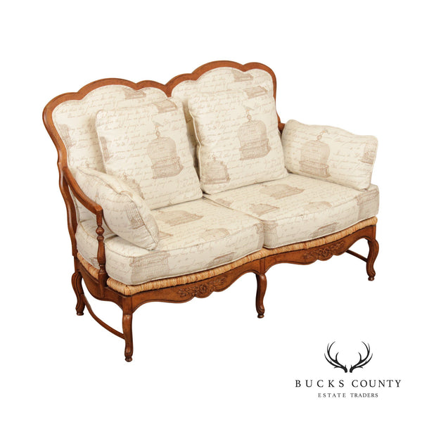 French Country Style Carved Beech Loveseat Settee