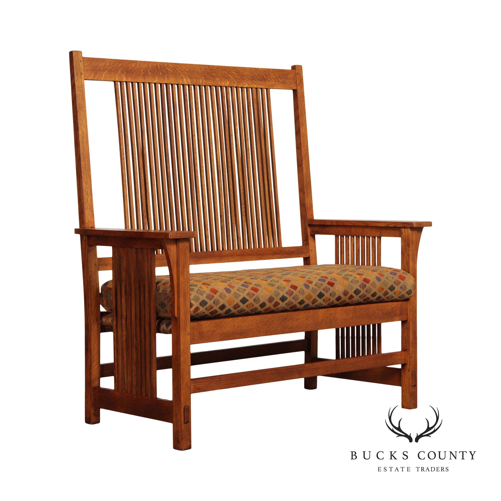 Stickley Mission Collection Oak Spindle Settee