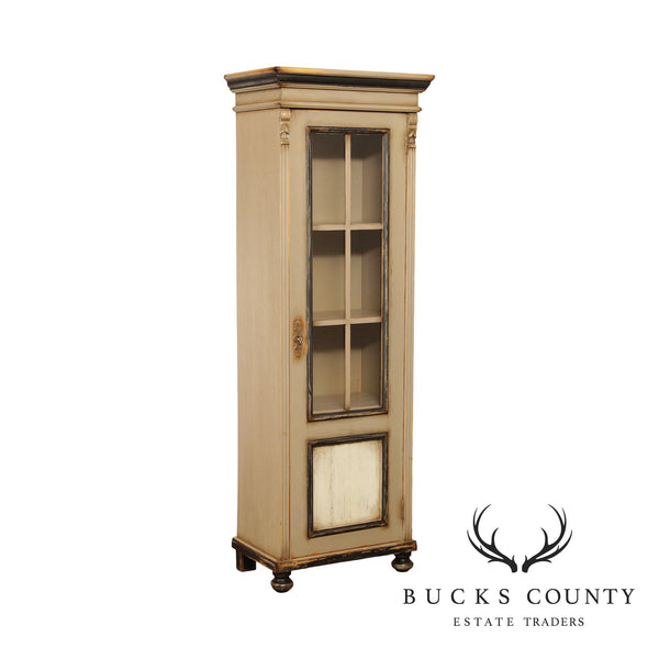 August - Jackson and Co. Custom Crafted Farmhouse Style Narrow Painted Bookcase, Cupboard