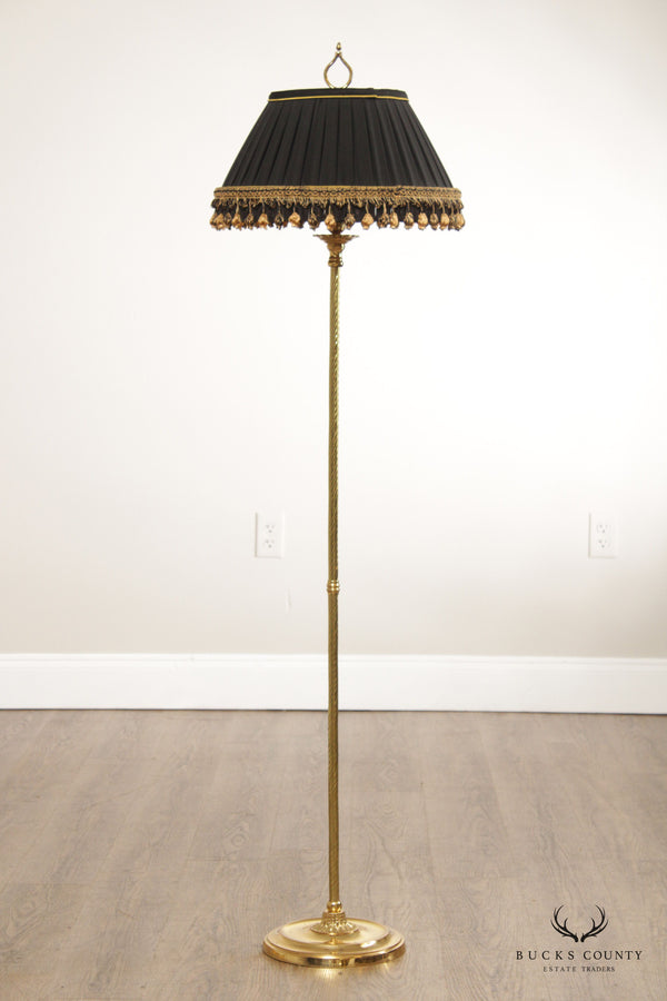 Quality Brass Floor Lamp with Custom Tassel Shade