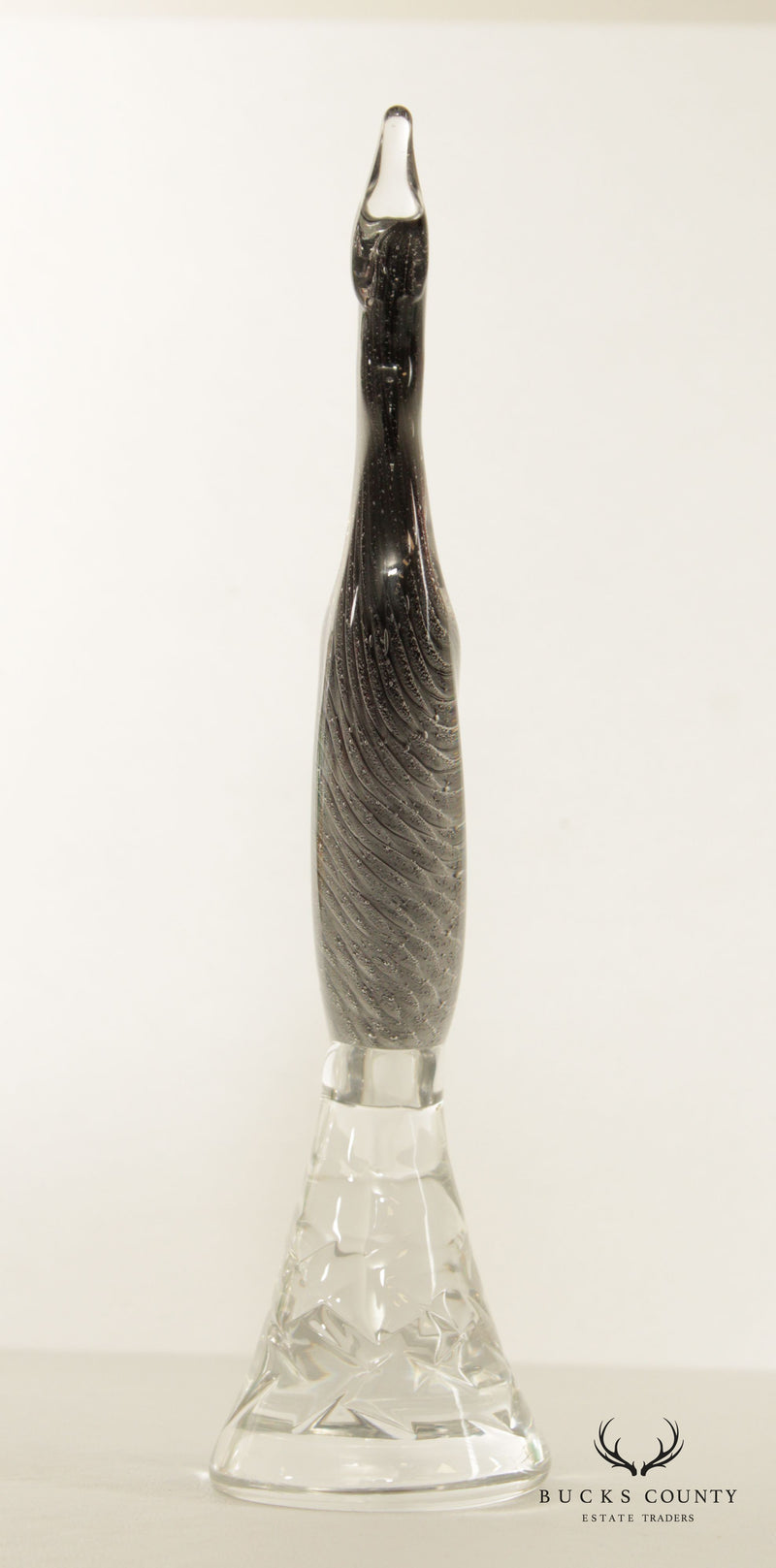 Marcolin Art Glass Crane Bird Crystal Sculpture