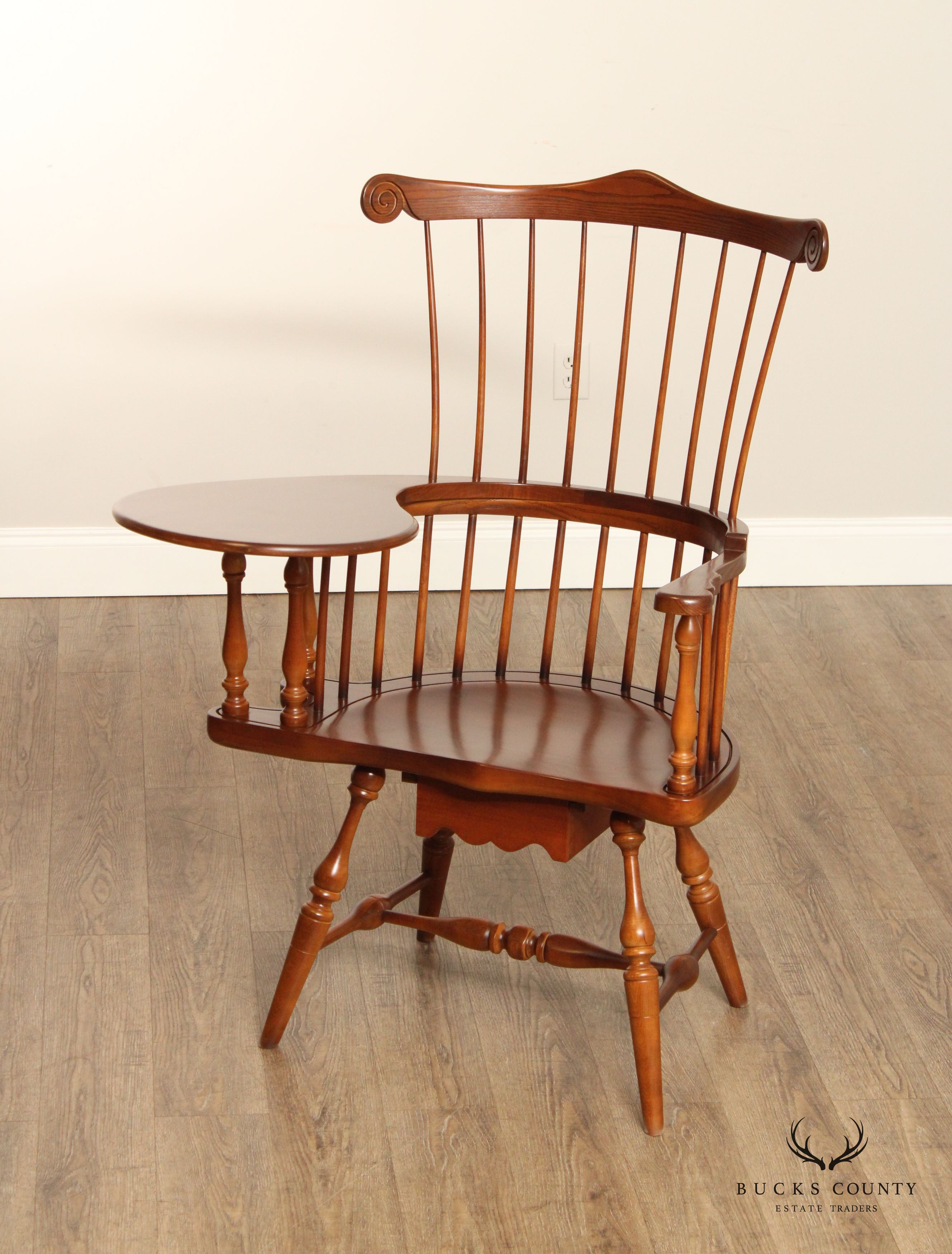 FREDERICK DUCKLOE CHERRY WINDSOR STYLE WRITING ARMCHAIR