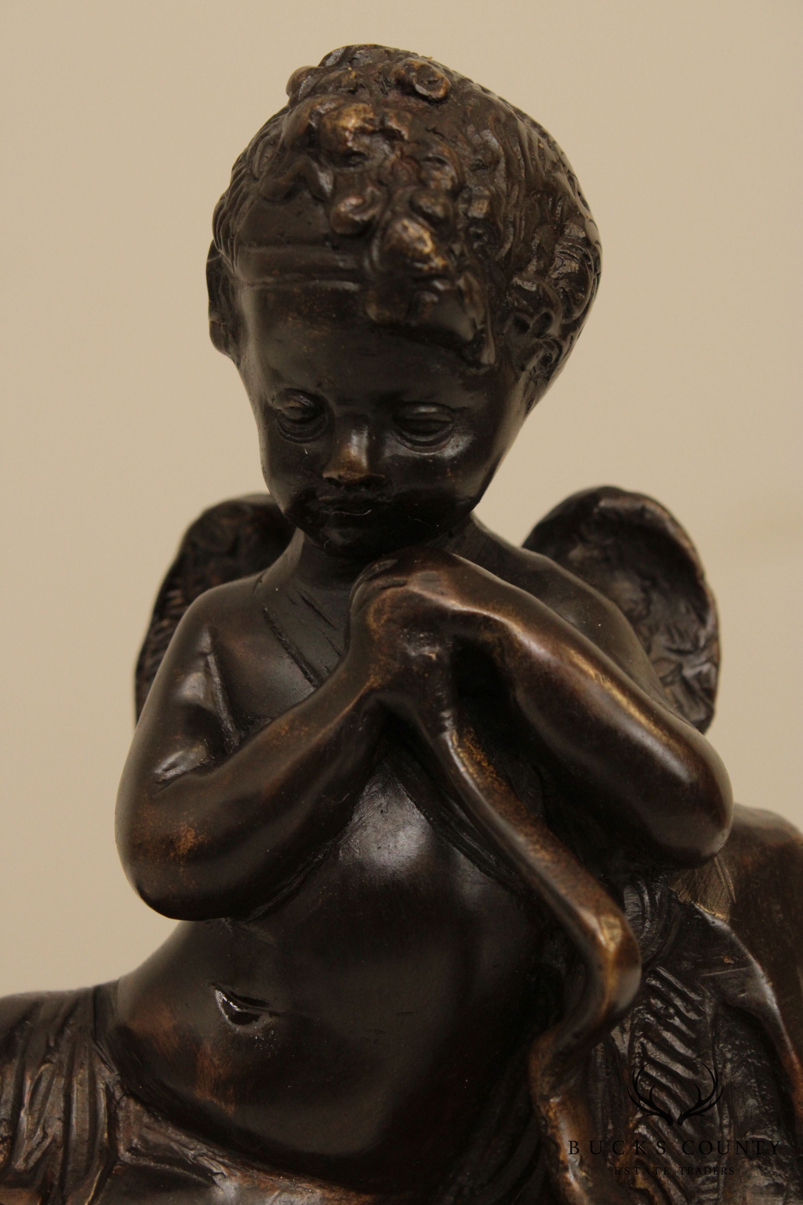 Small Bronze Renaissance Style Statue, Marble Base