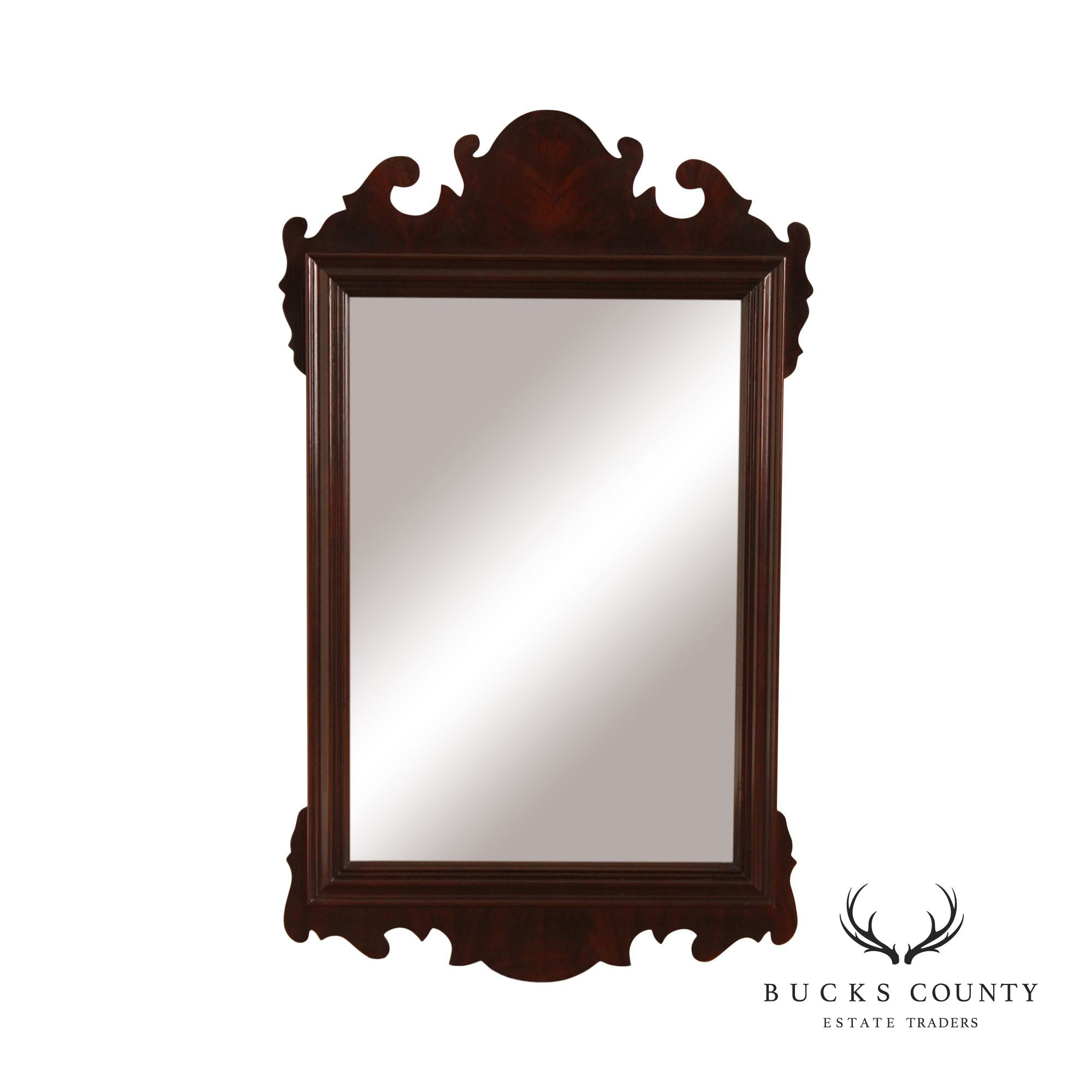 Councill Craftsmen Chippendale Style Mahogany Beveled Wall Mirror