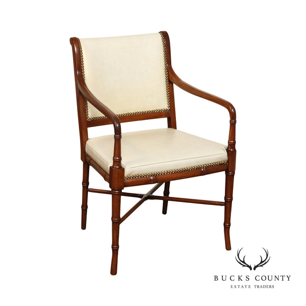 `Hickory Chair Regency Style Mahogany Faux Bamboo Armchair