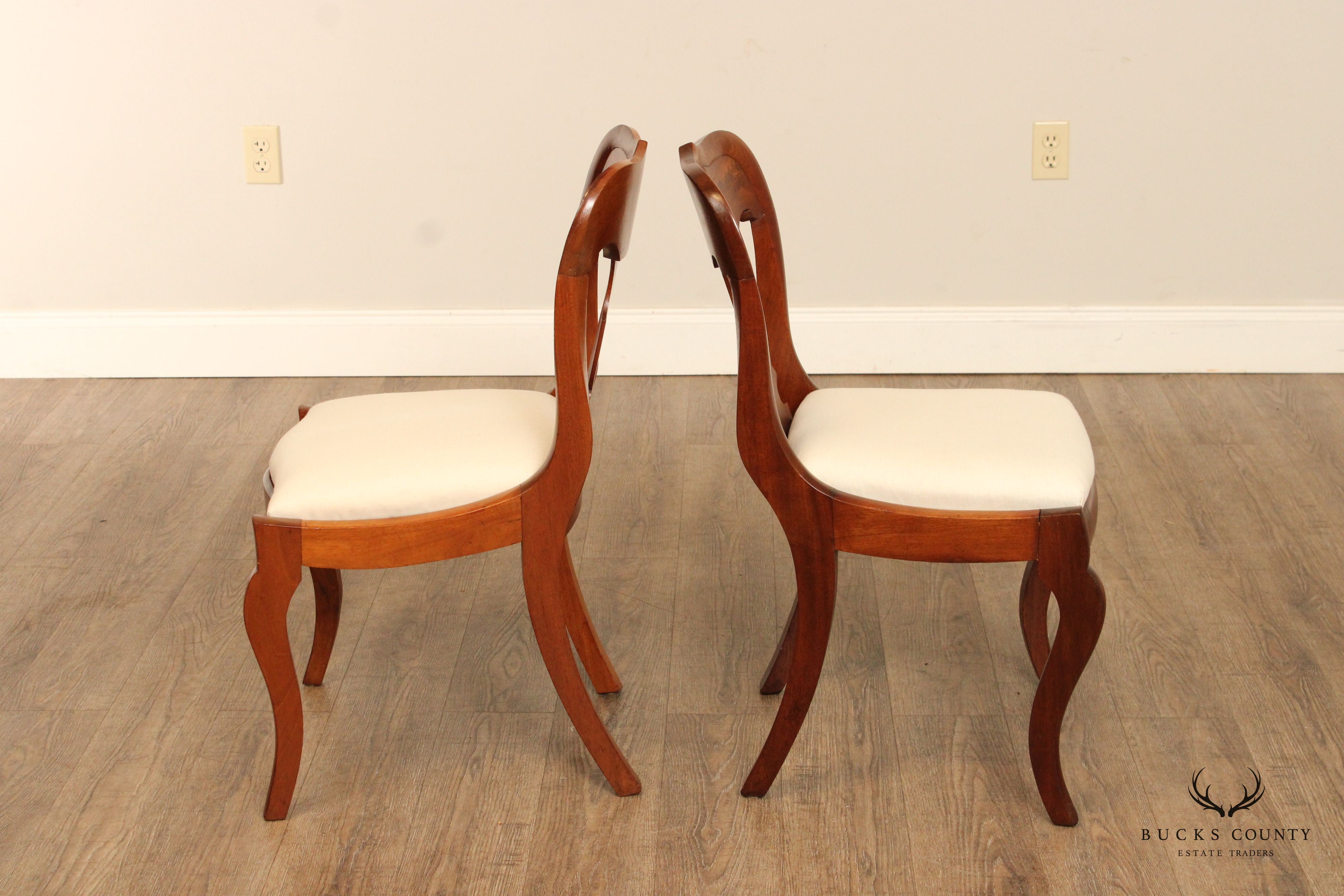 Antique Victorian Gothic Revival Set of Eight Carved Mahogany Dining Chairs