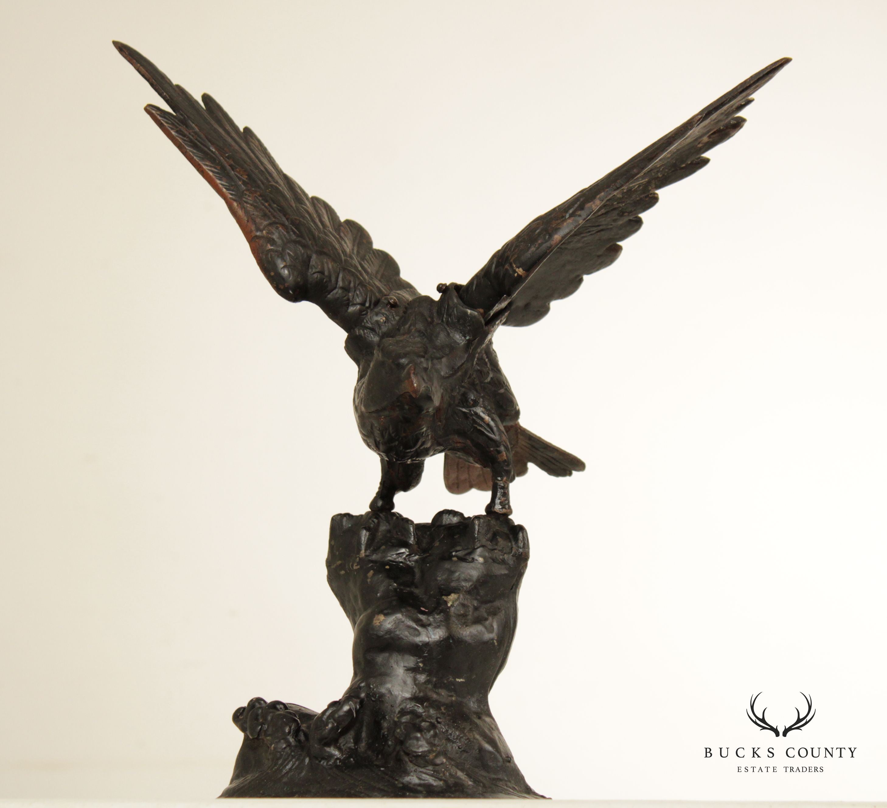 Japanese Meiji Style Cast Iron Eagle Sculpture