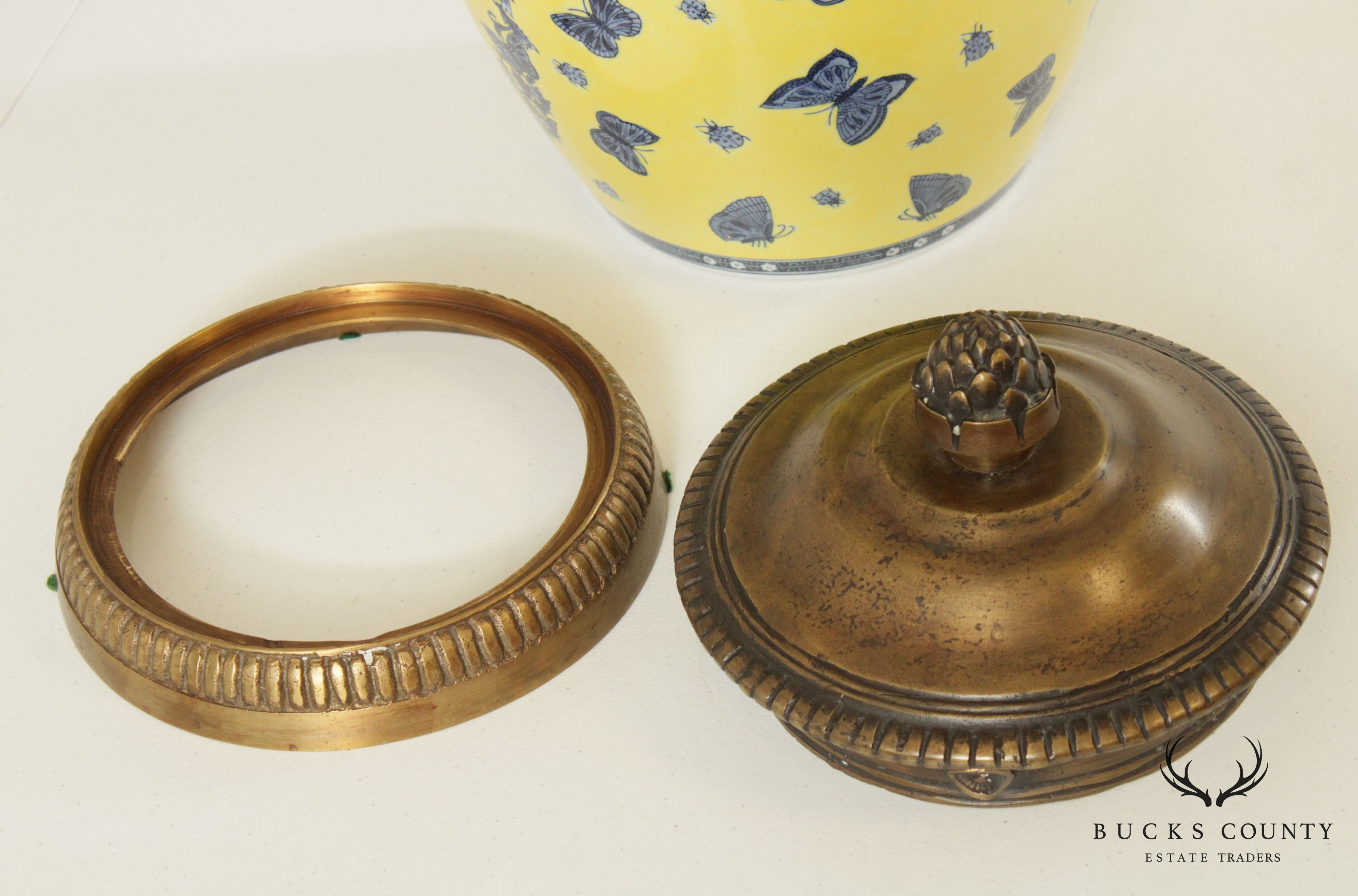 Chinese Porcelain Brass Mounted Urn