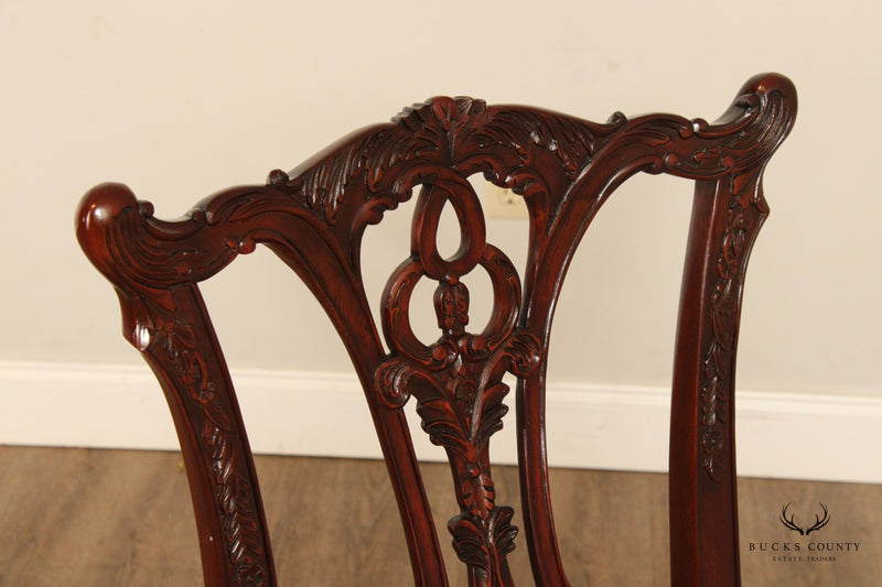 Hickory White Chippendale Style Set of Six Carved Mahogany Dining Chairs