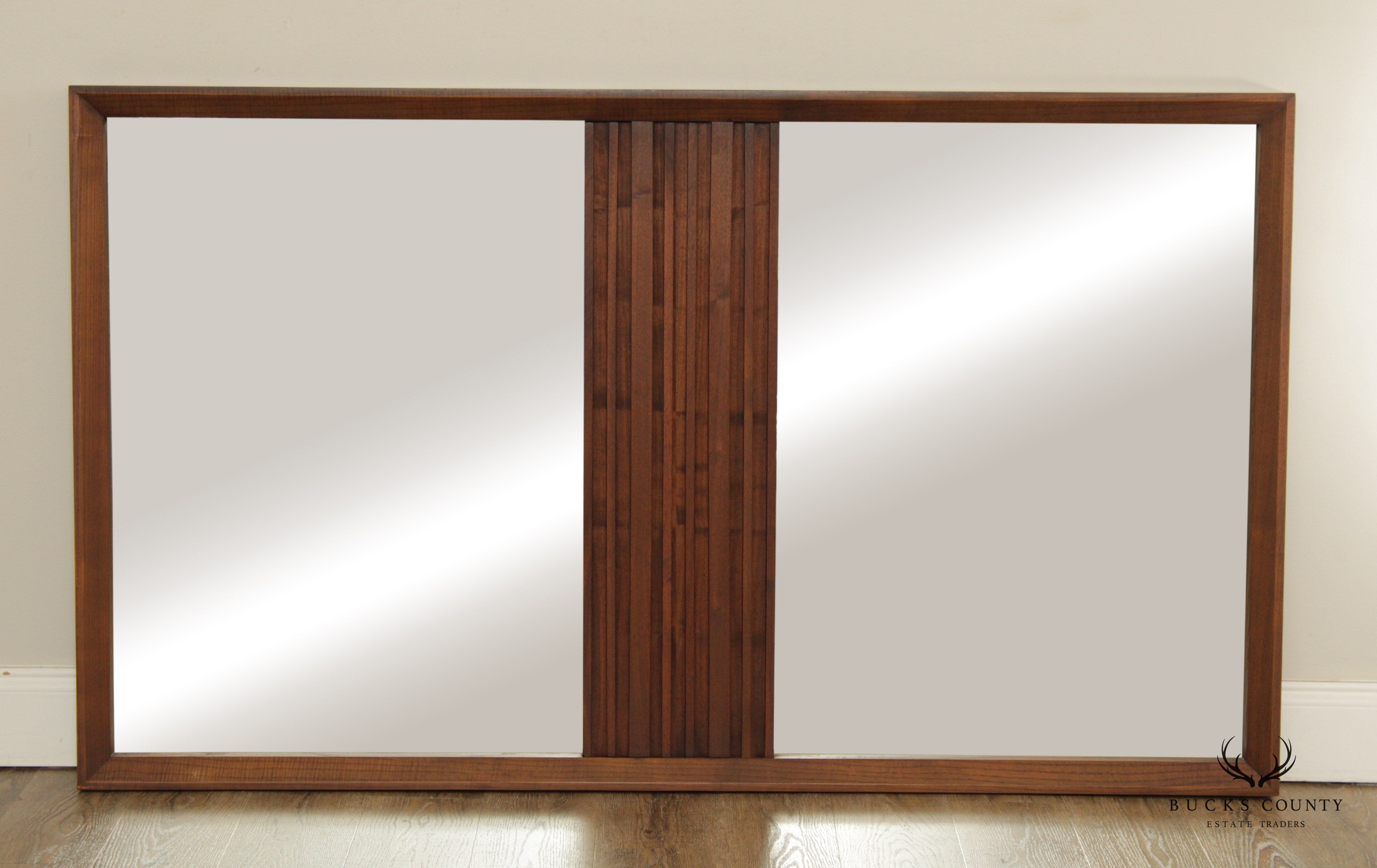 Mid Century Modern Walnut Double Wall Mirror