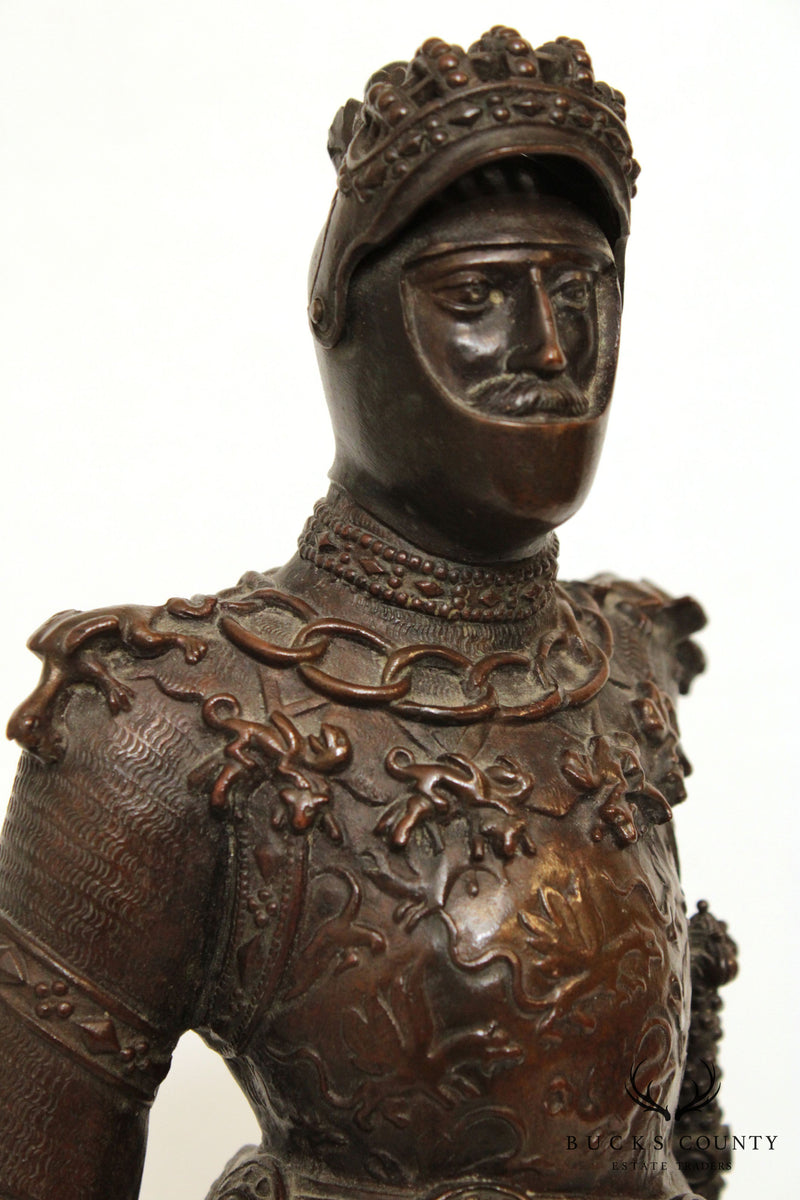 F. R. Unterberger Arthur Konig V. England (King Arthur) Antique Bronze Statue